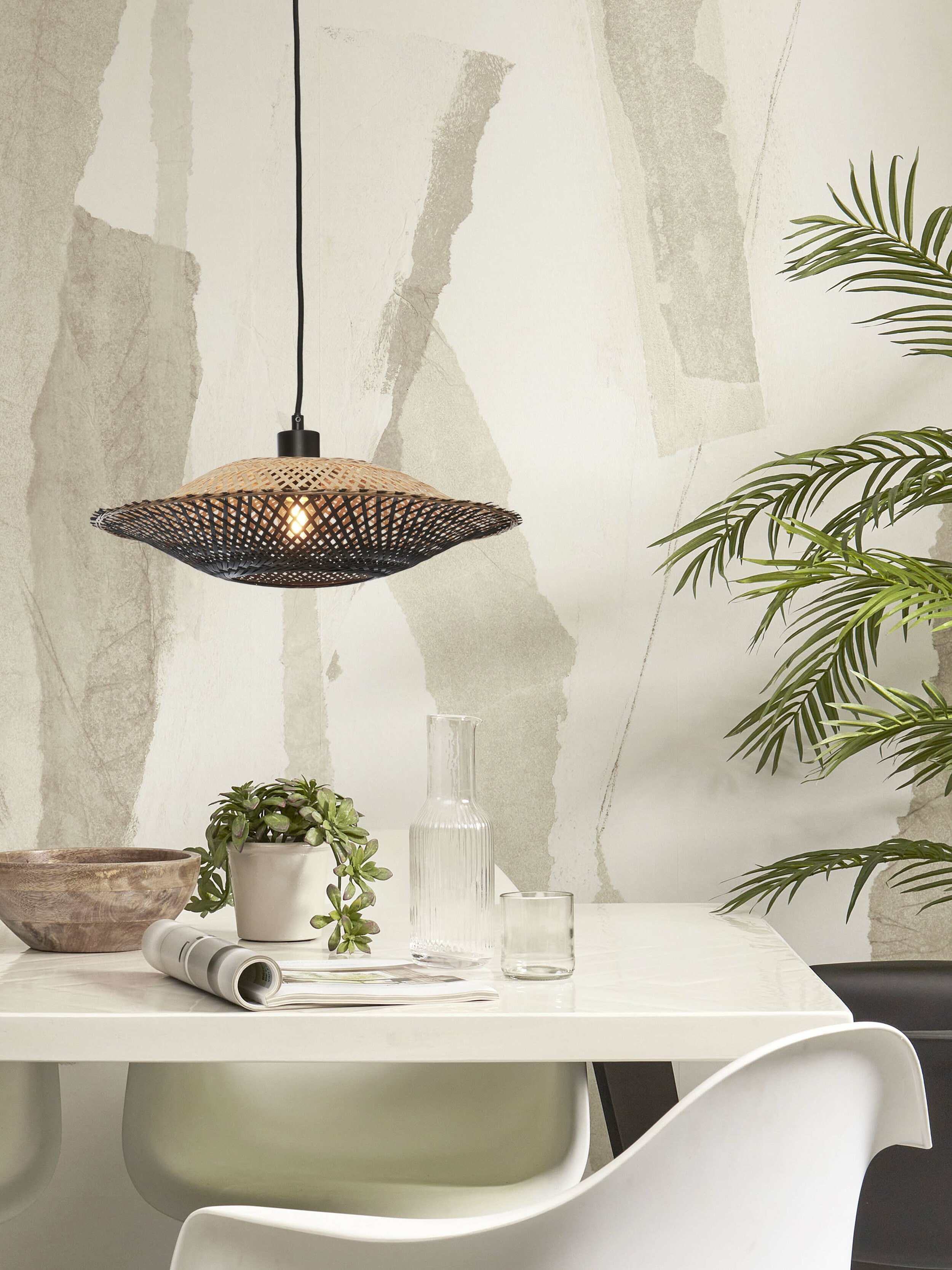 GOOD&MOJO Hanglamp 'Kalimantan' Bamboe, 44cm, kleur Zwart/Naturel