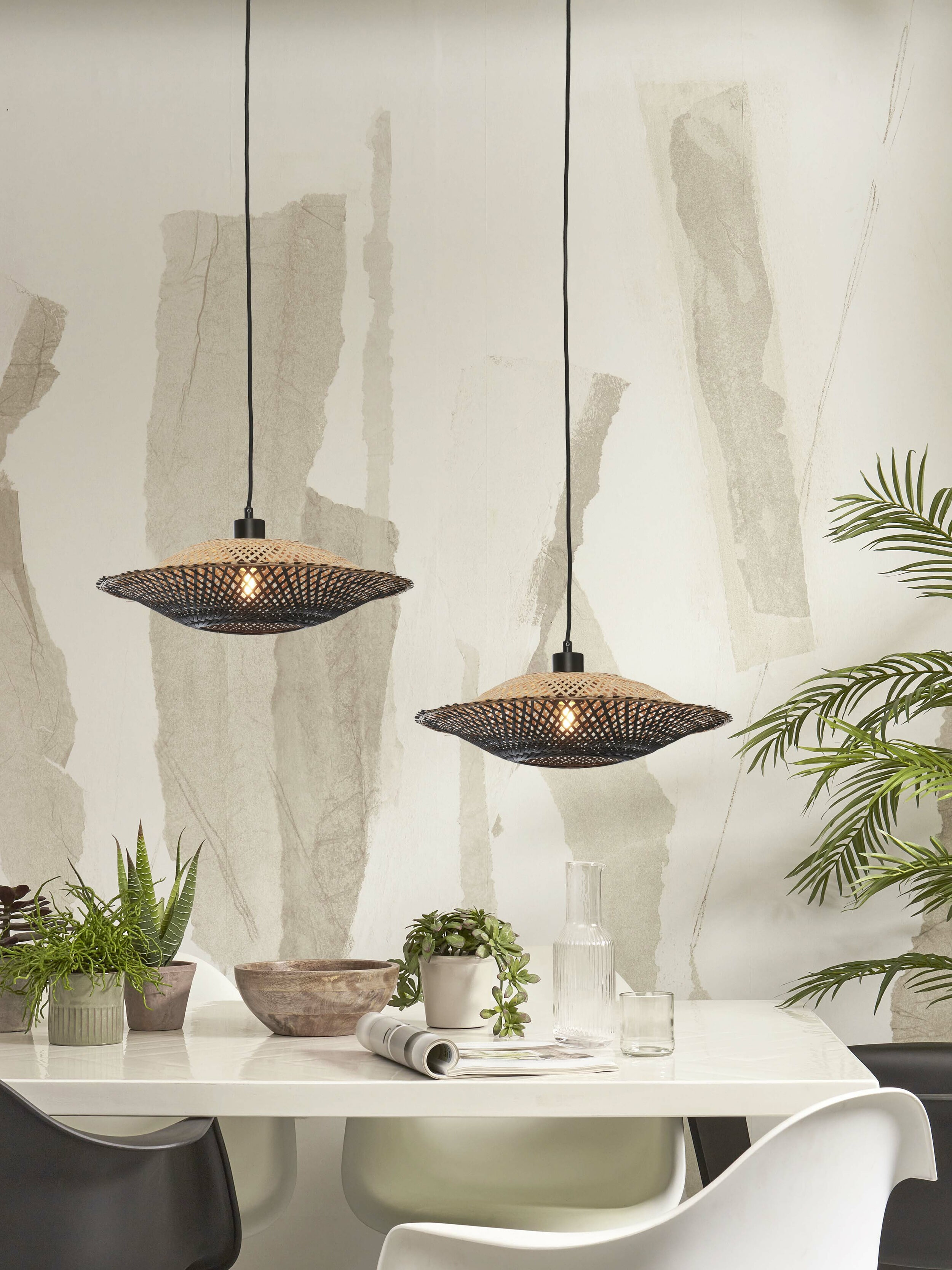 GOOD&MOJO Hanglamp 'Kalimantan' Bamboe, 44cm, kleur Zwart/Naturel