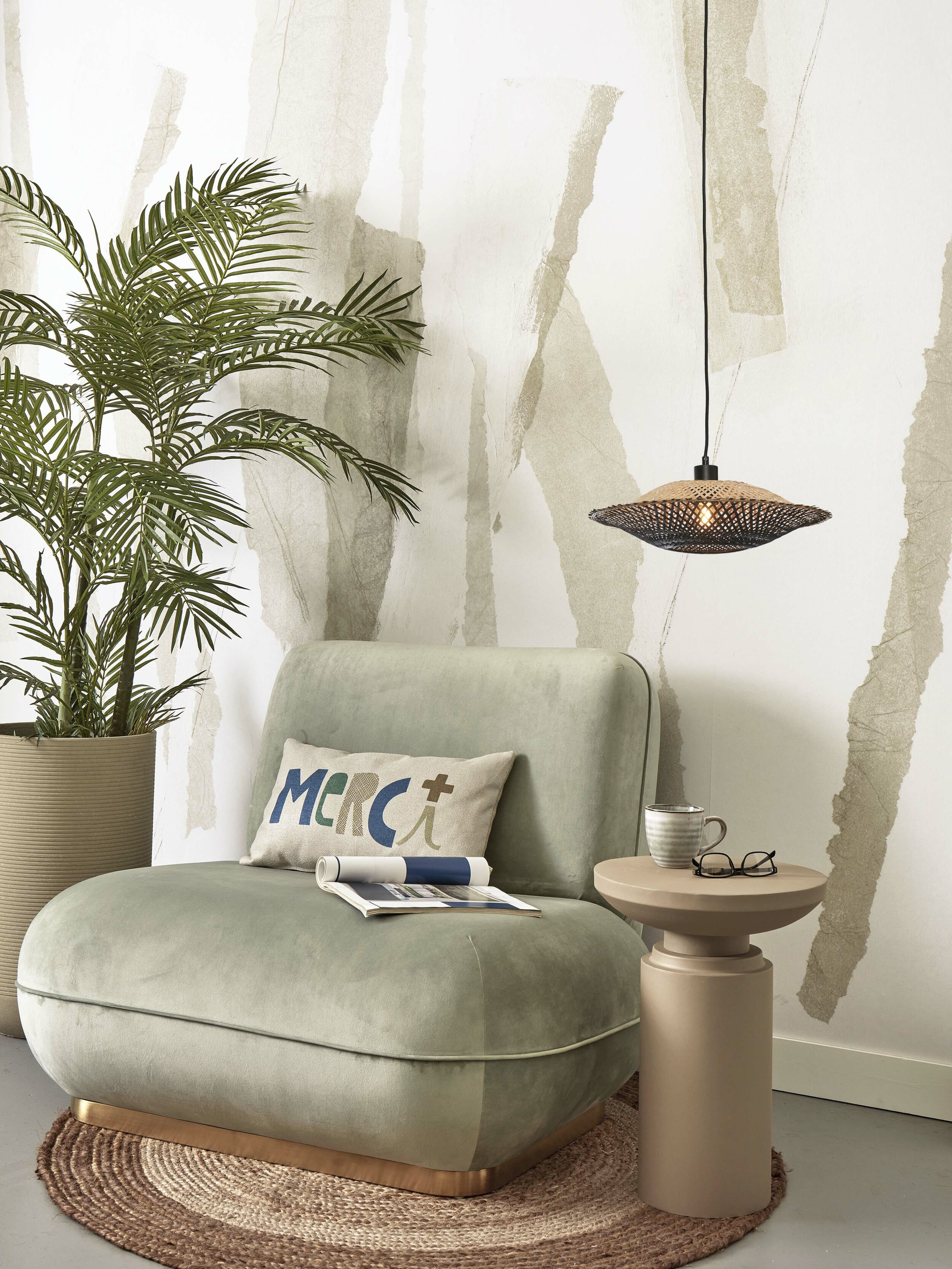 GOOD&MOJO Hanglamp 'Kalimantan' Bamboe, 44cm, kleur Zwart/Naturel
