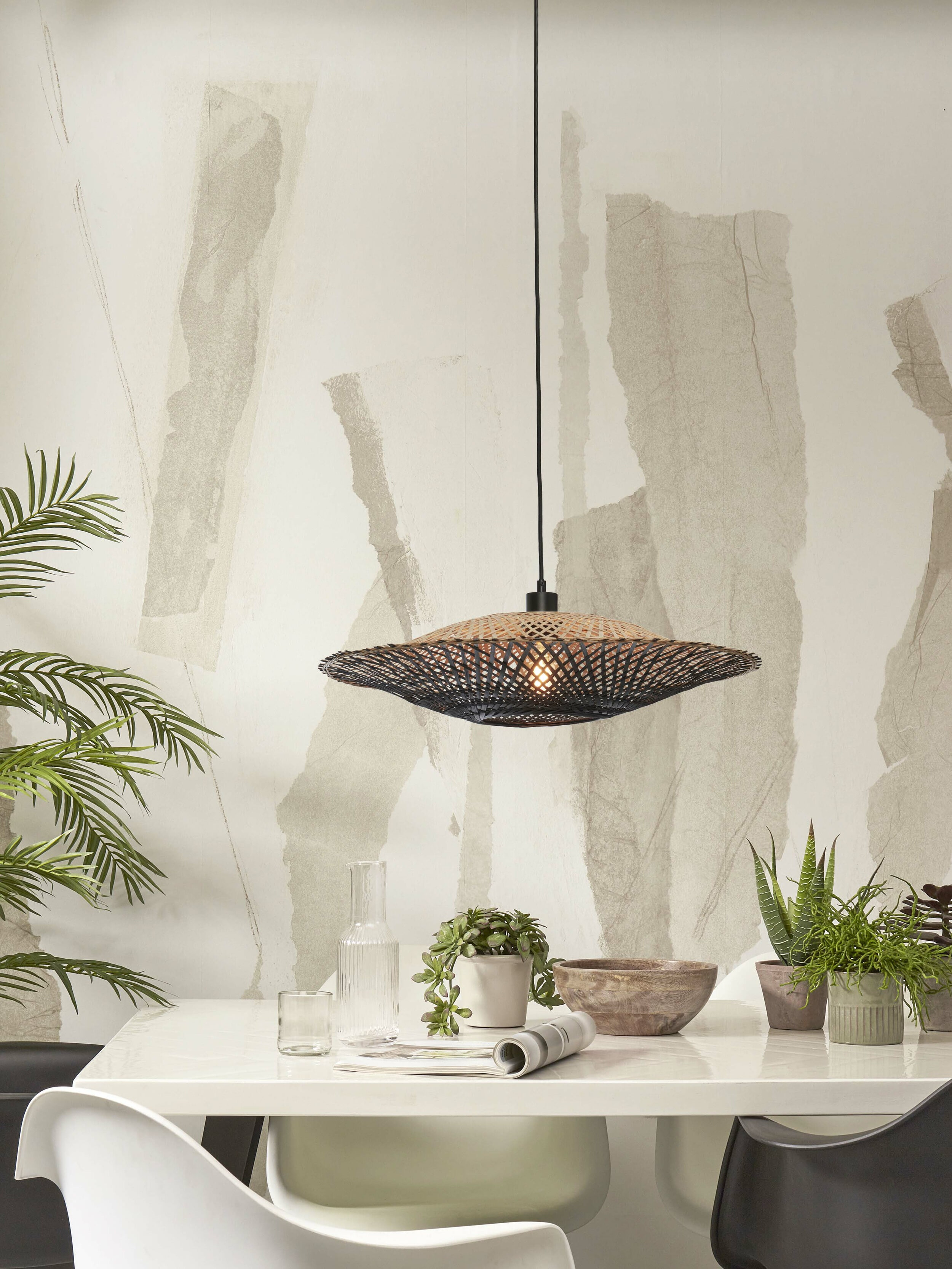 GOOD&MOJO Hanglamp 'Kalimantan' Bamboe, 60cm, kleur Zwart/Naturel