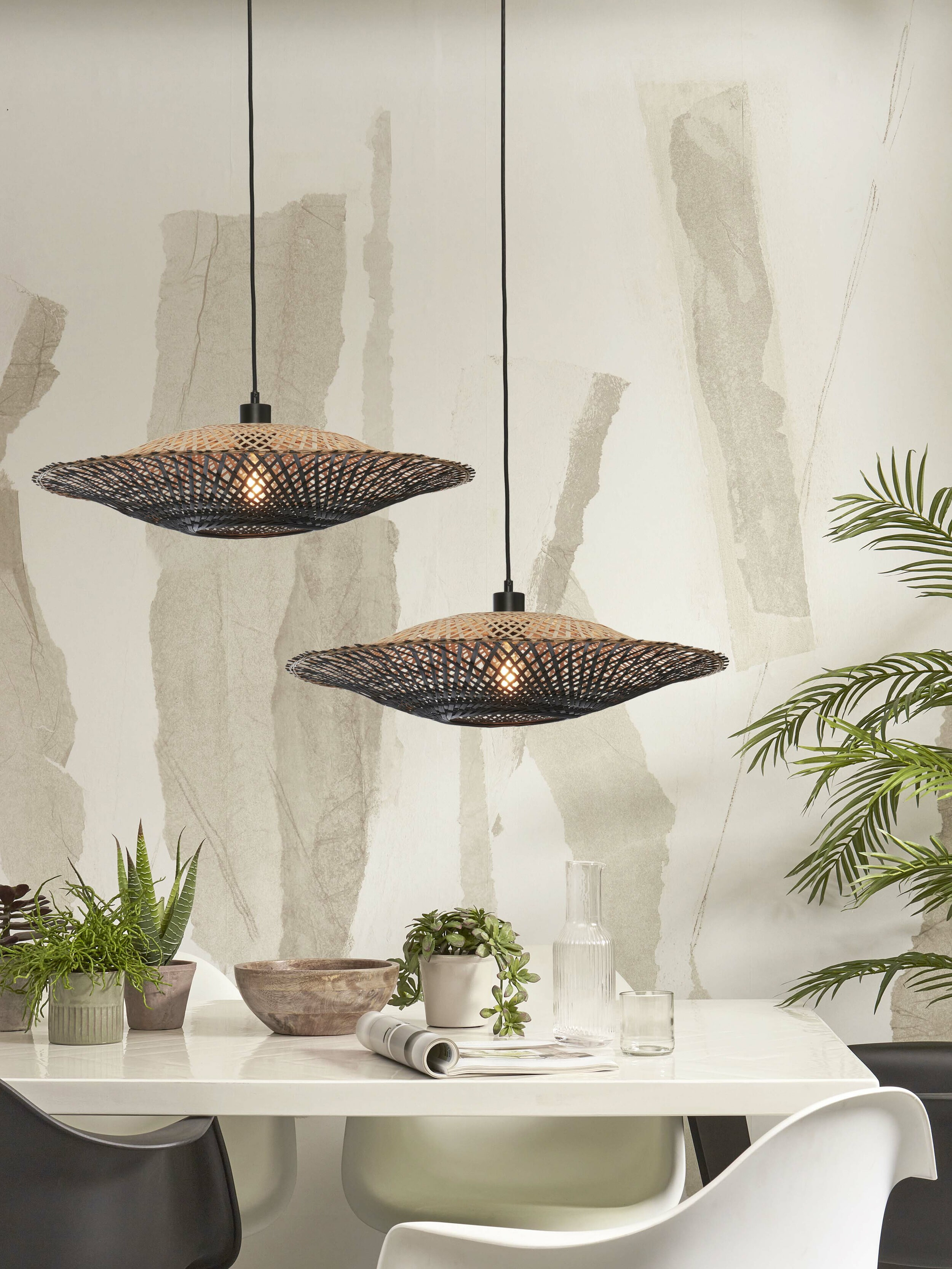GOOD&MOJO Hanglamp 'Kalimantan' Bamboe, 60cm, kleur Zwart/Naturel