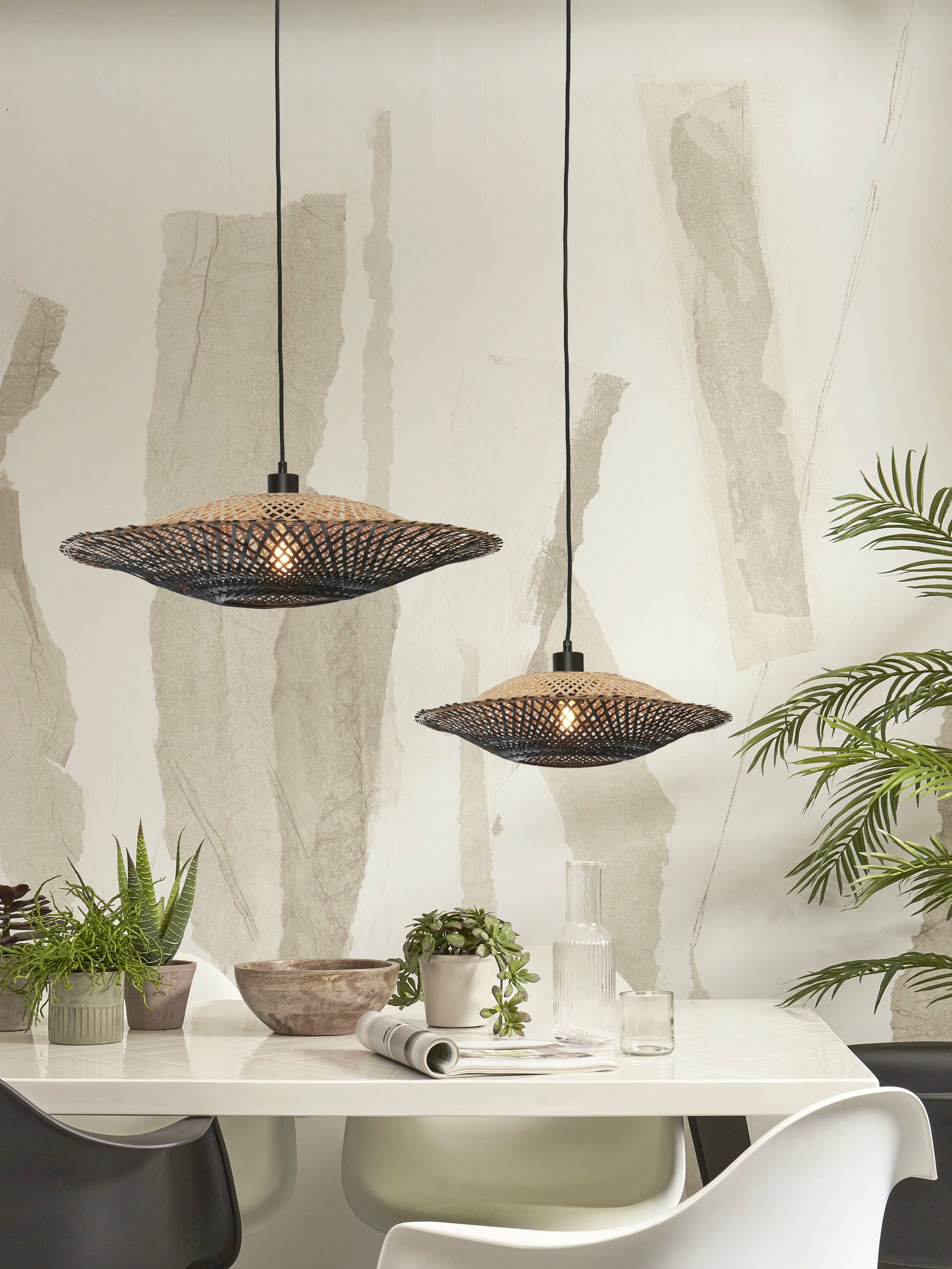 GOOD&MOJO Hanglamp 'Kalimantan' Bamboe, 60cm, kleur Zwart/Naturel