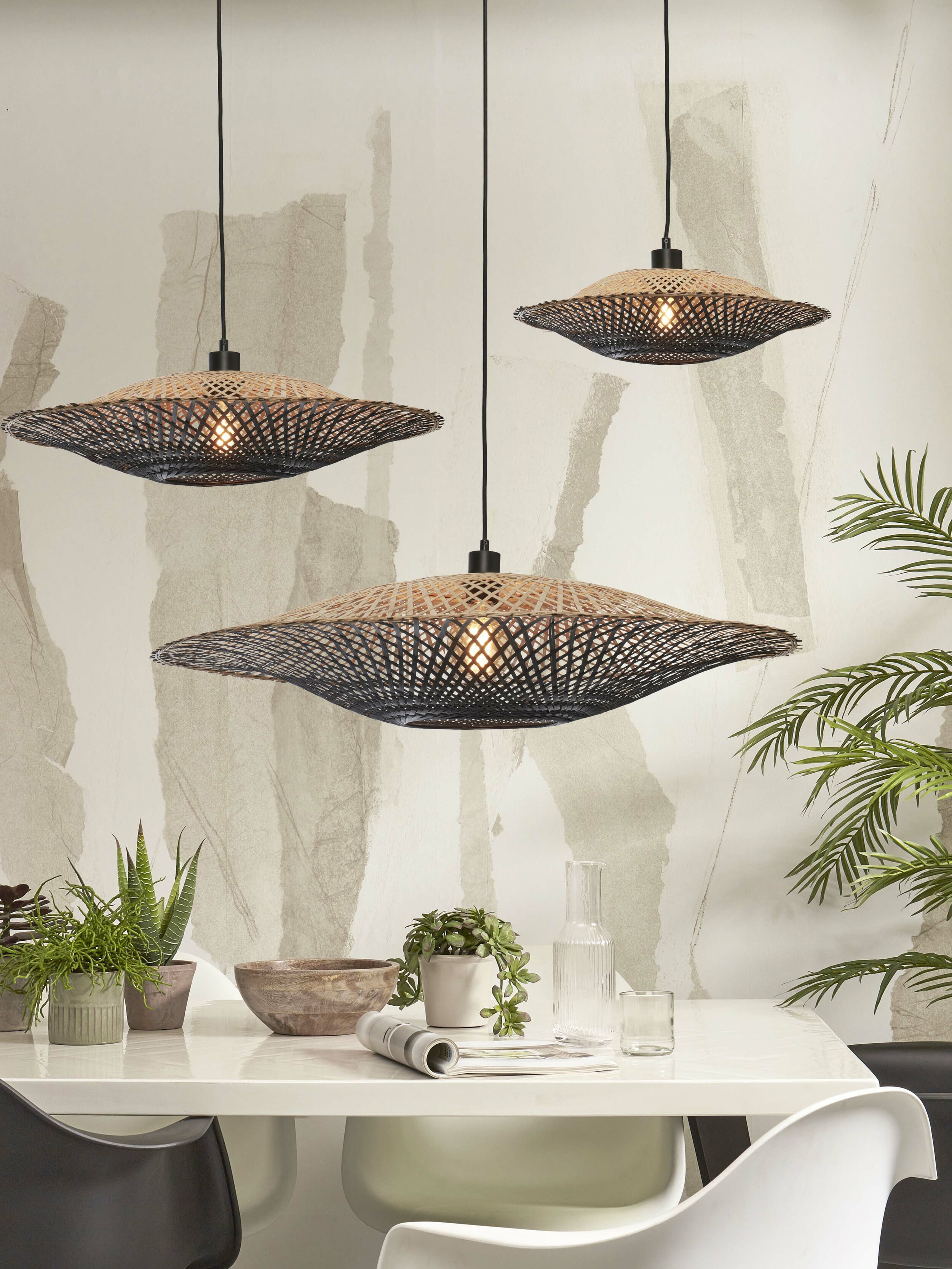 GOOD&MOJO Hanglamp 'Kalimantan' Bamboe, 60cm, kleur Zwart/Naturel