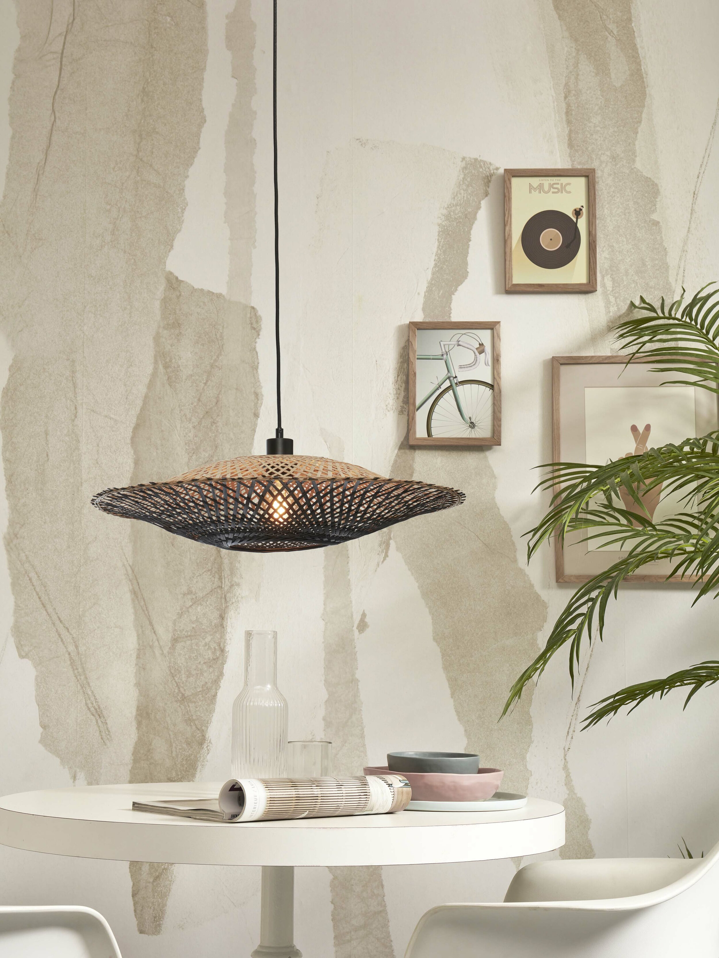 GOOD&MOJO Hanglamp 'Kalimantan' Bamboe, 60cm, kleur Zwart/Naturel