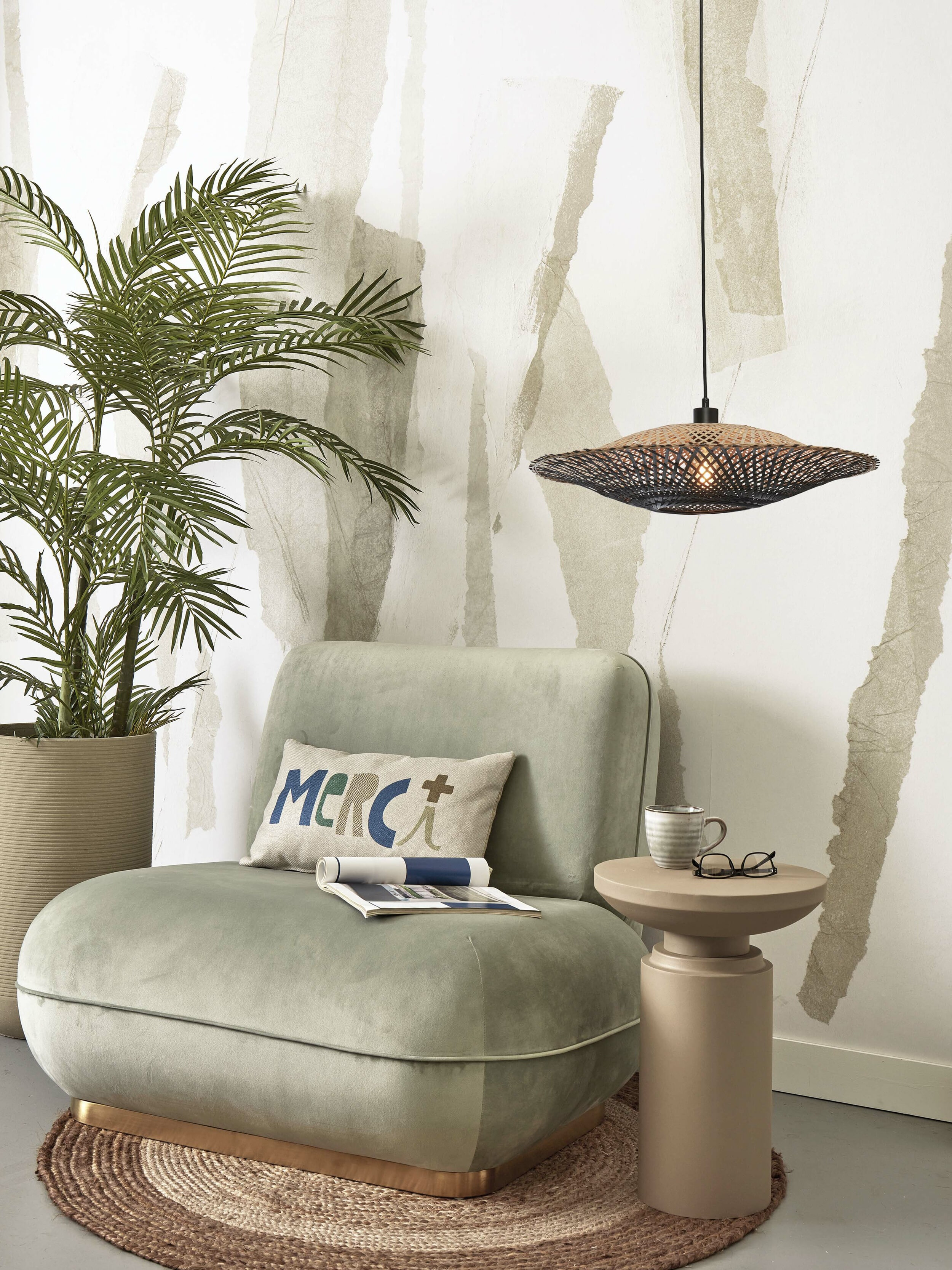 GOOD&MOJO Hanglamp 'Kalimantan' Bamboe, 60cm, kleur Zwart/Naturel