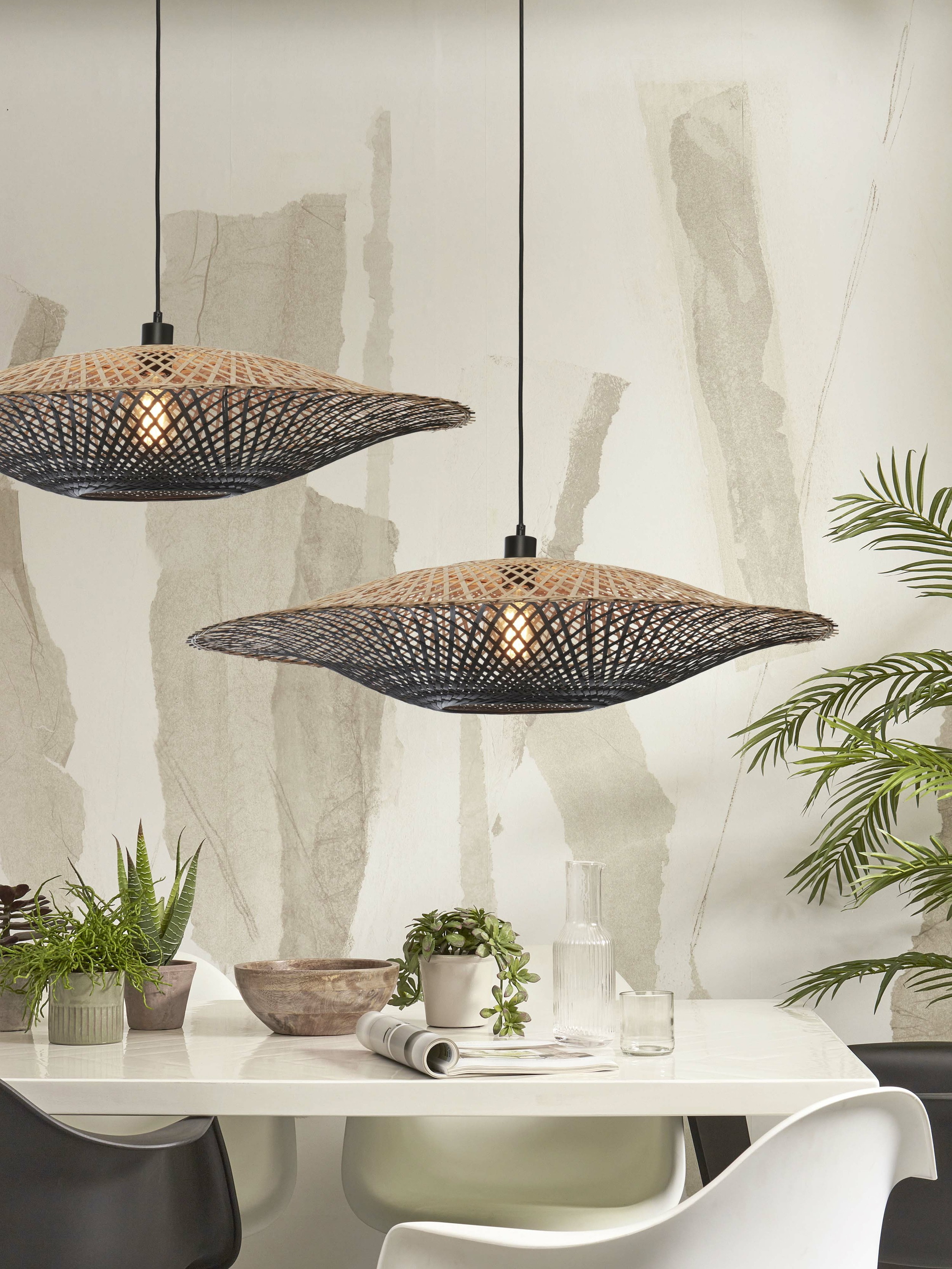 GOOD&MOJO Hanglamp 'Kalimantan' Bamboe, 87cm, kleur Zwart/Naturel