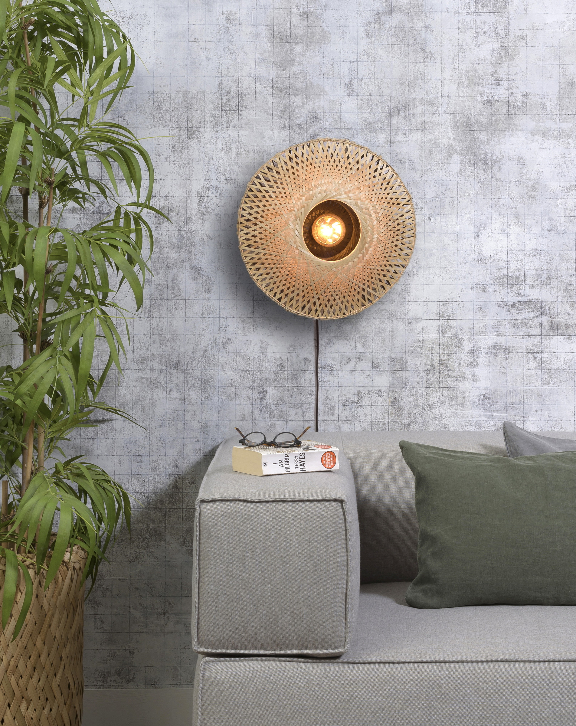 GOOD&MOJO Wandlamp 'Kalimantan' 44cm, Bamboe, kleur Naturel