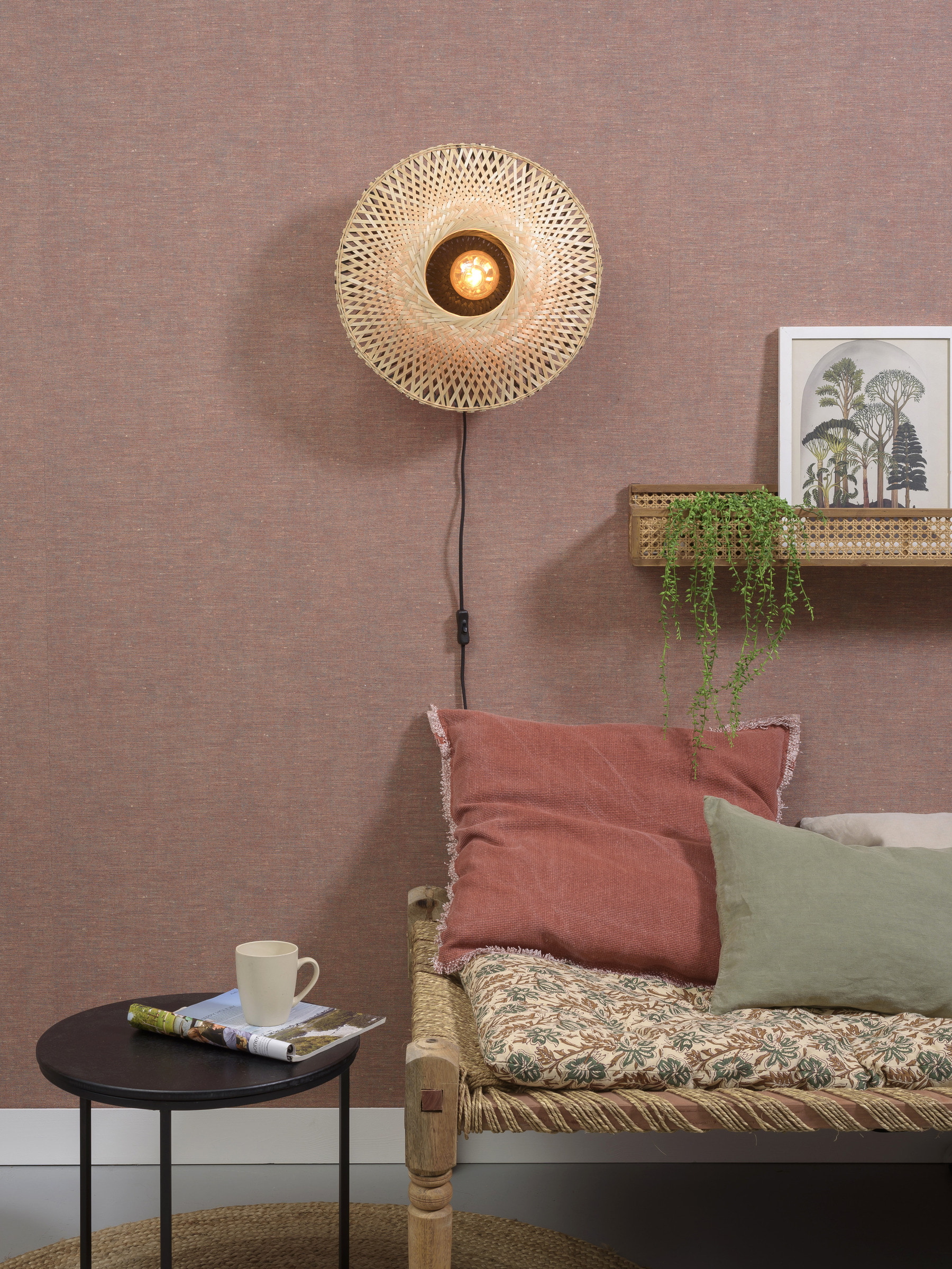 GOOD&MOJO Wandlamp 'Kalimantan' 44cm, Bamboe, kleur Naturel
