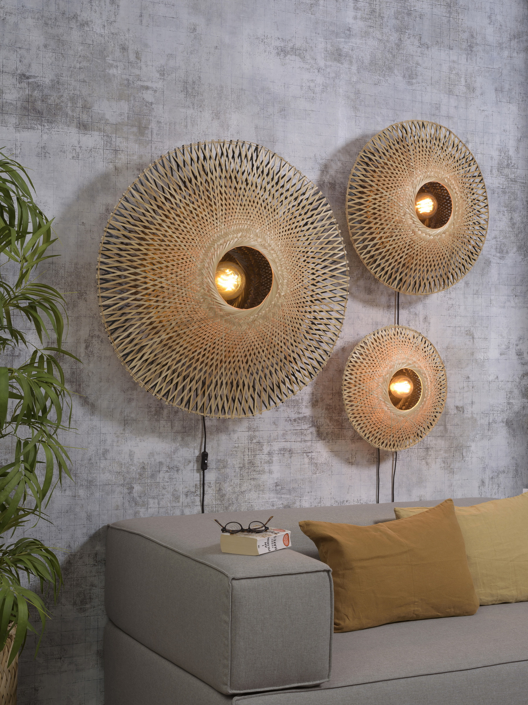 GOOD&MOJO Wandlamp 'Kalimantan' 44cm, Bamboe, kleur Naturel