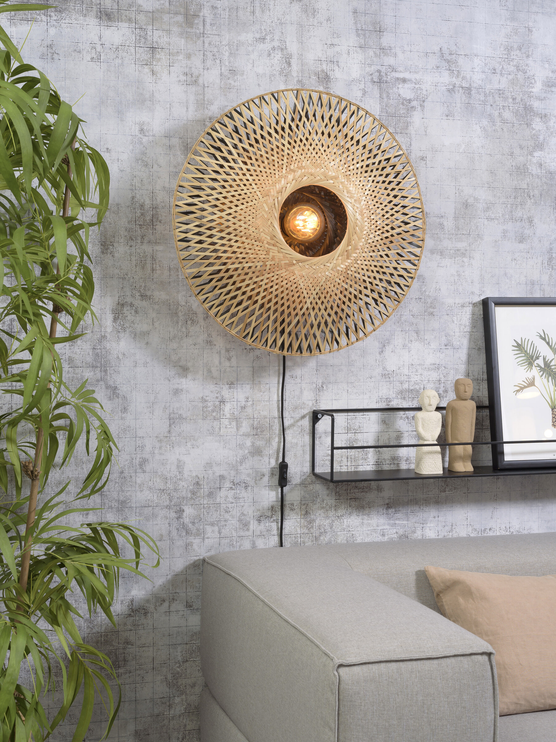 GOOD&MOJO Wandlamp 'Kalimantan' 60cm, Bamboe, kleur Naturel