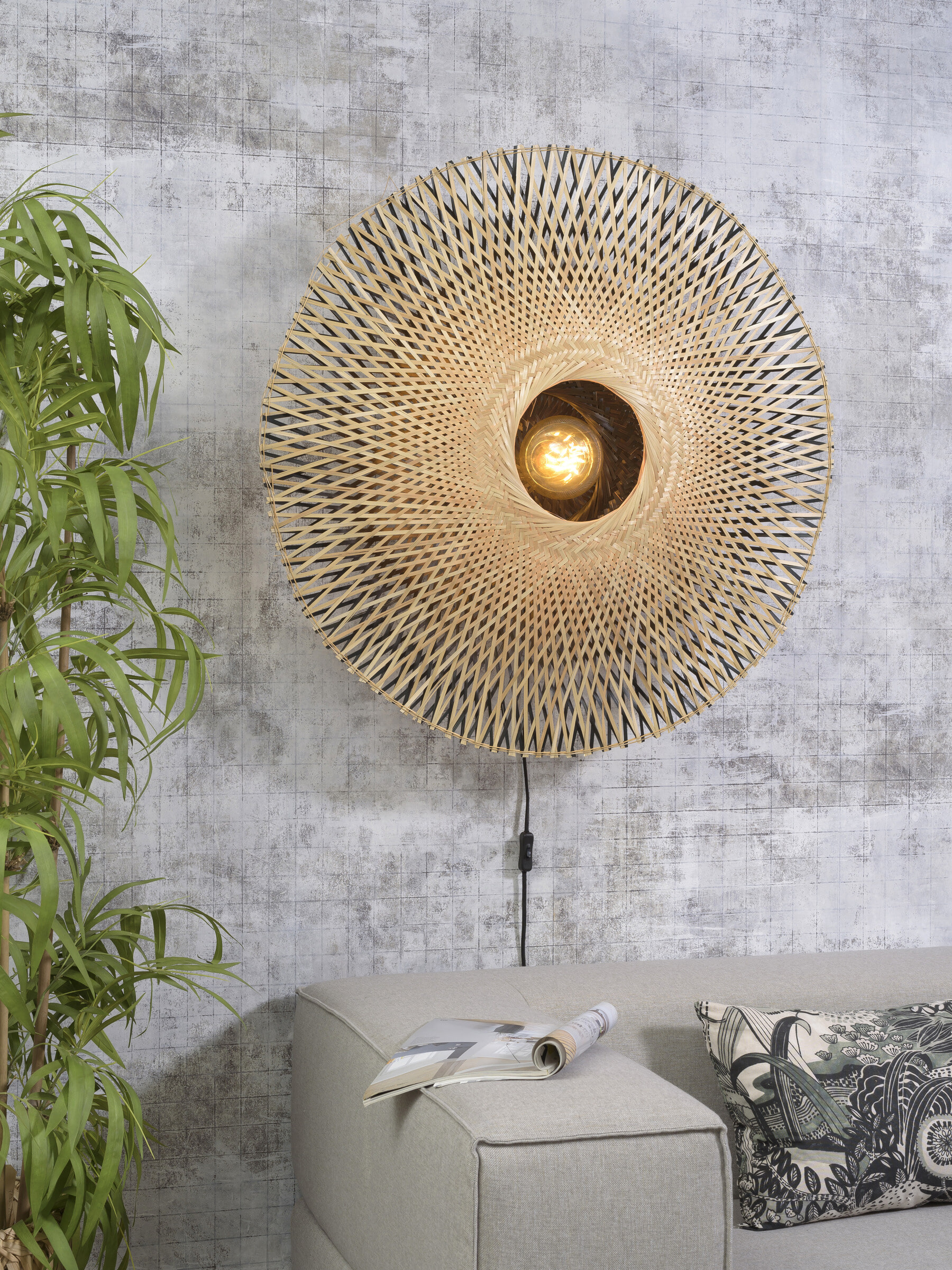 GOOD&MOJO Wandlamp 'Kalimantan' 87cm, Bamboe, kleur Naturel