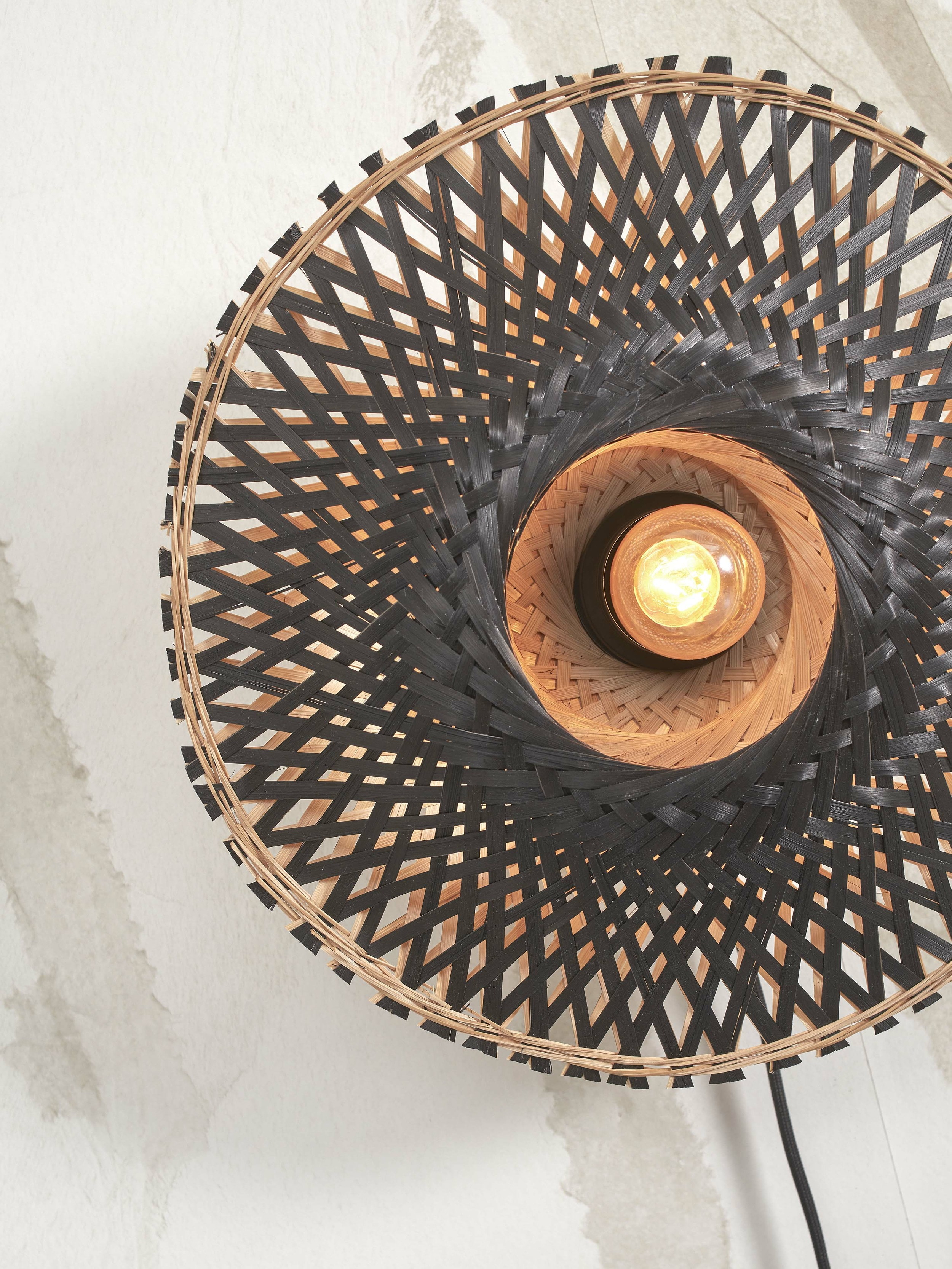 GOOD&MOJO Wandlamp 'Kalimantan' Bamboe, 30cm, kleur Zwart/Naturel