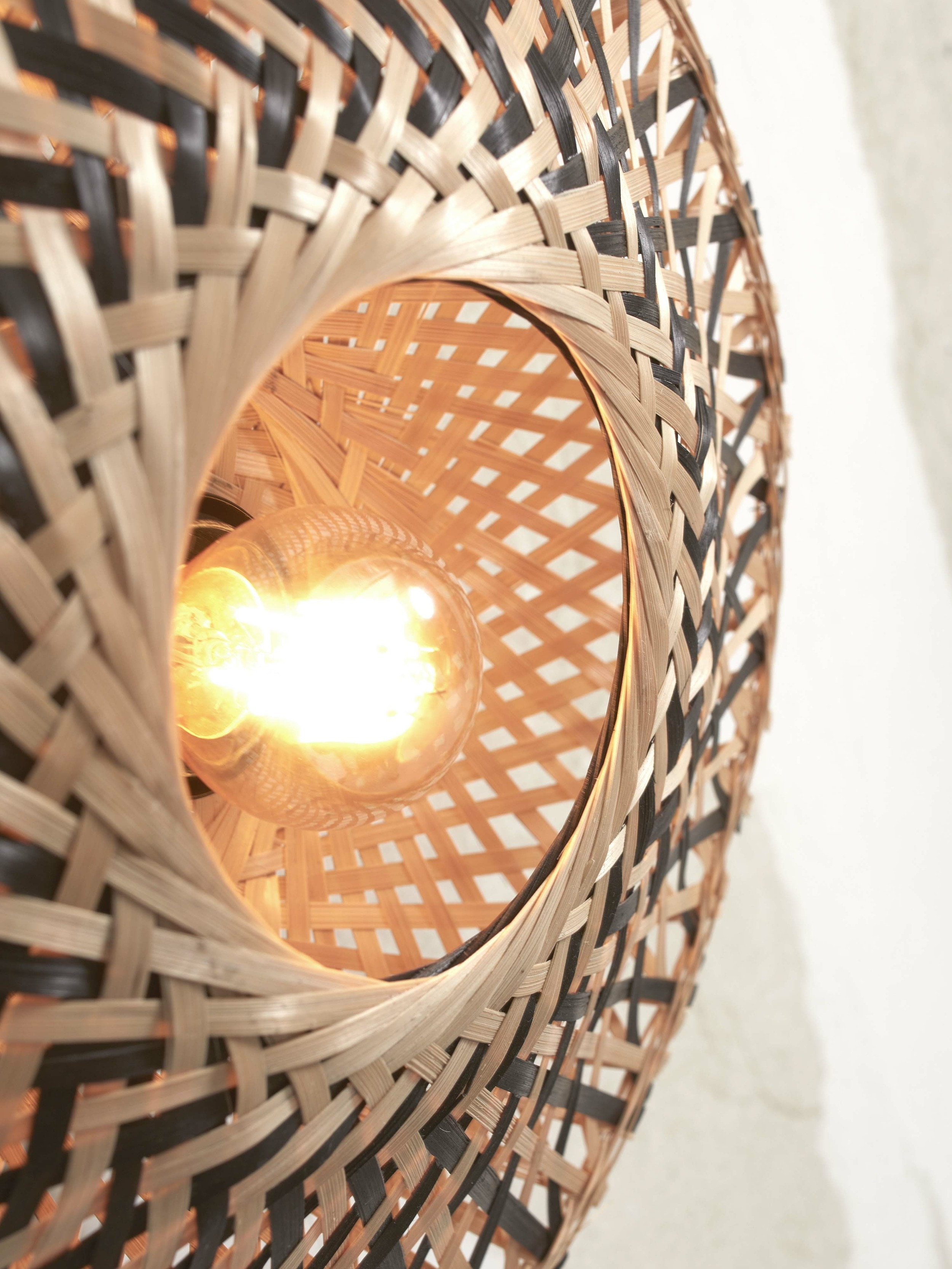 GOOD&MOJO Wandlamp 'Kalimantan' Bamboe, 30cm, kleur Naturel/Zwart