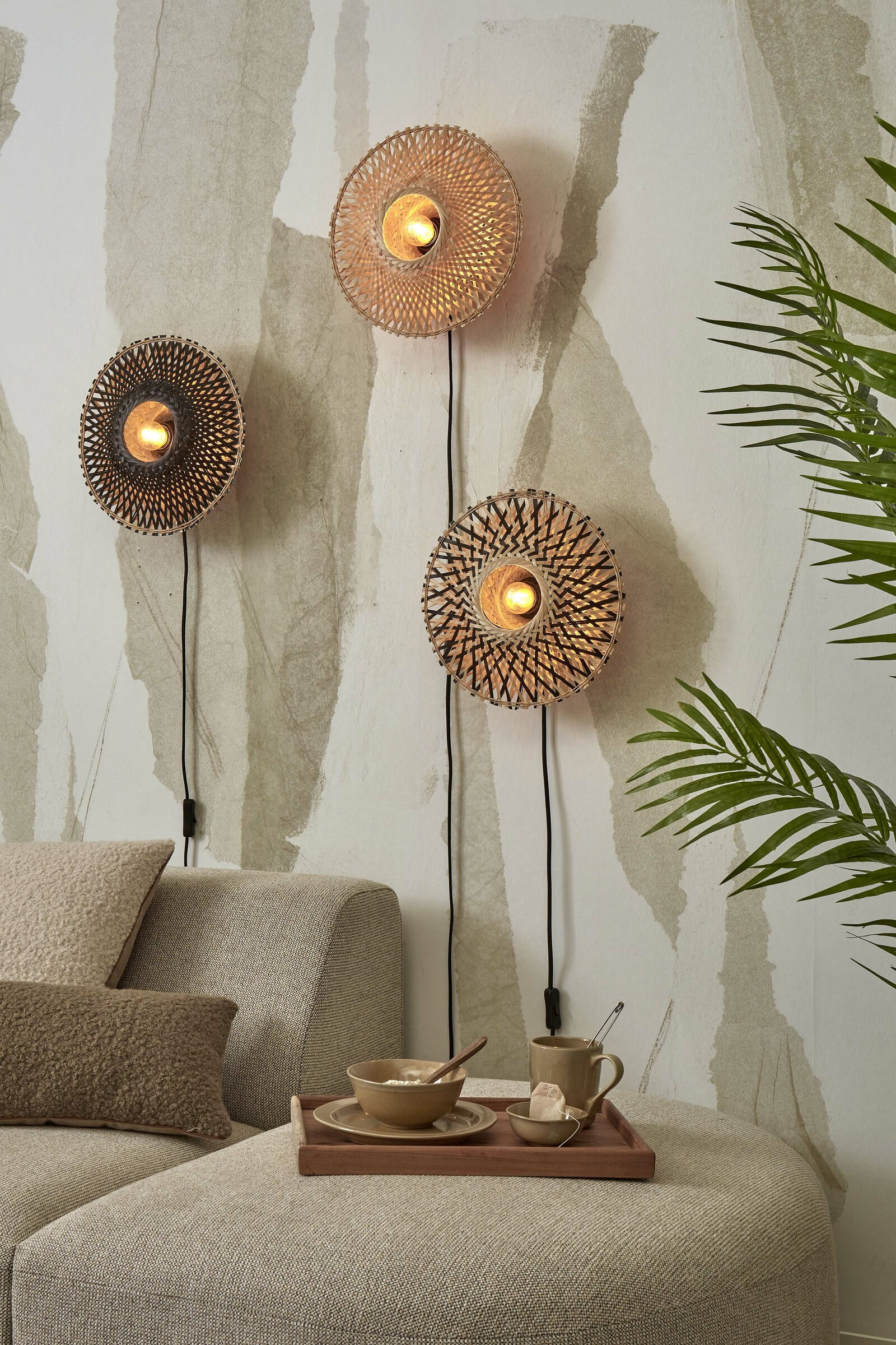 GOOD&MOJO Wandlamp 'Kalimantan' Bamboe, 30cm, kleur Naturel