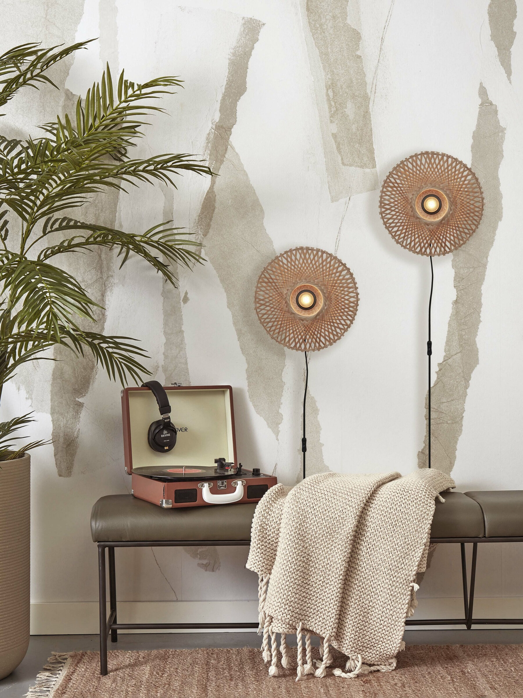GOOD&MOJO Wandlamp 'Kalimantan' Bamboe, 30cm, kleur Naturel
