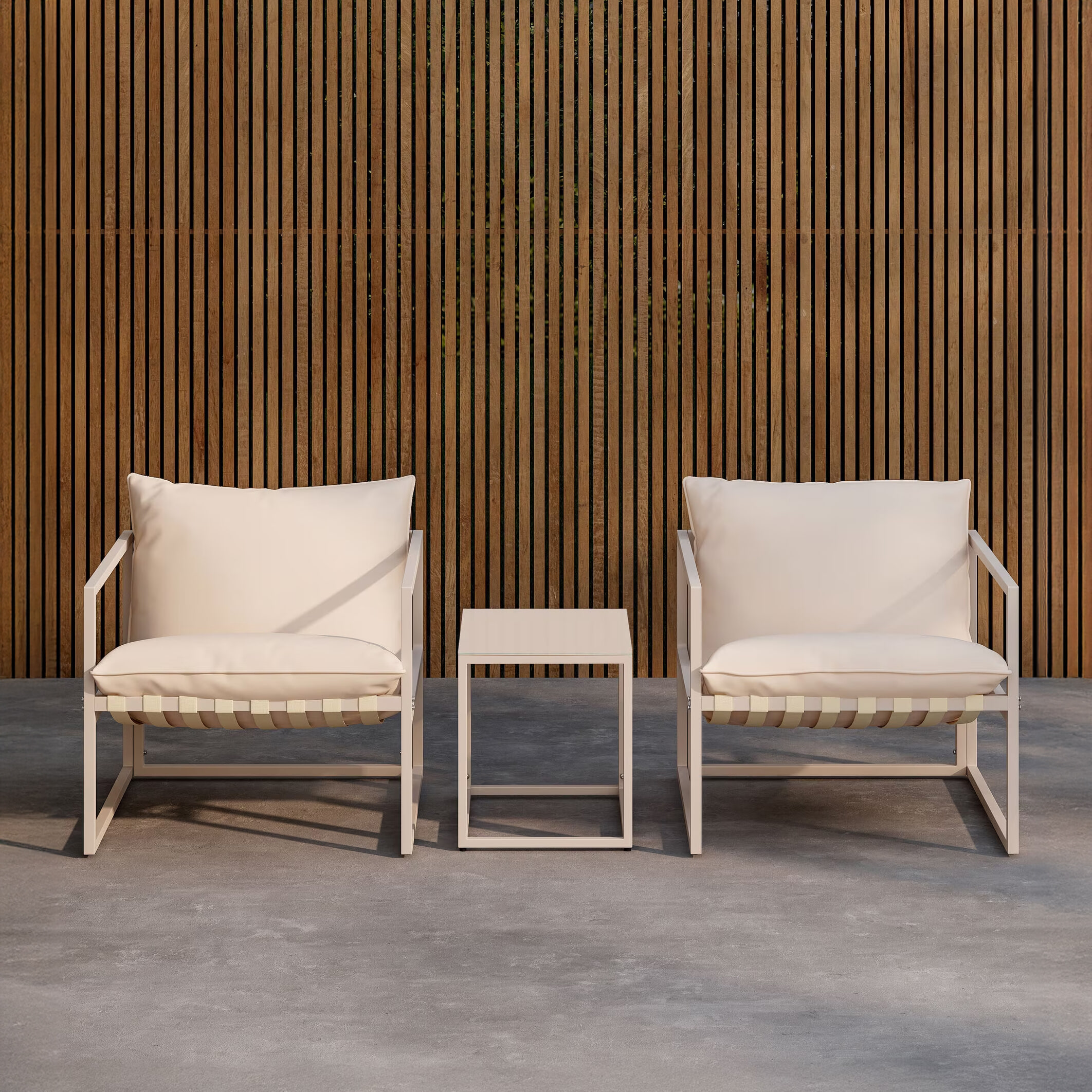 Nohr Loungeset 'Kandie' Met 2 loungestoelen en tafel, kleur Beige