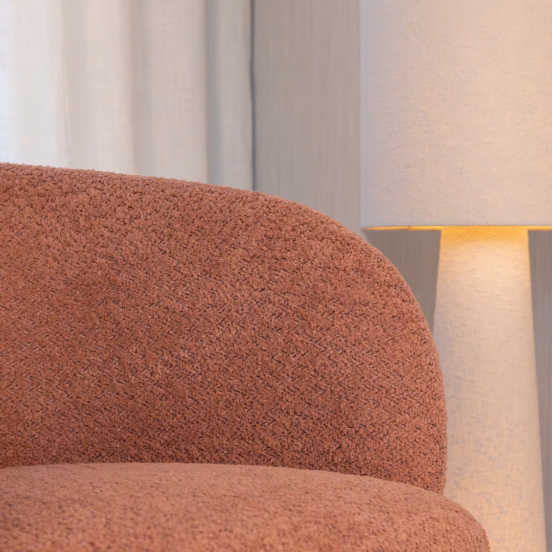 By-Boo Draaifauteuil 'Balou' Bouclé, kleur Terracotta