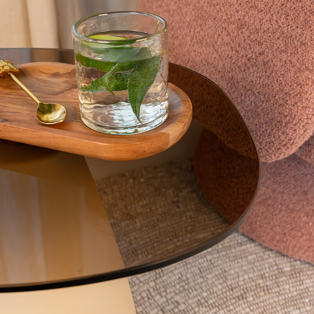 Sohome Organische Salontafel 'Jacky' Glas en betonlook, 50 x 43cm