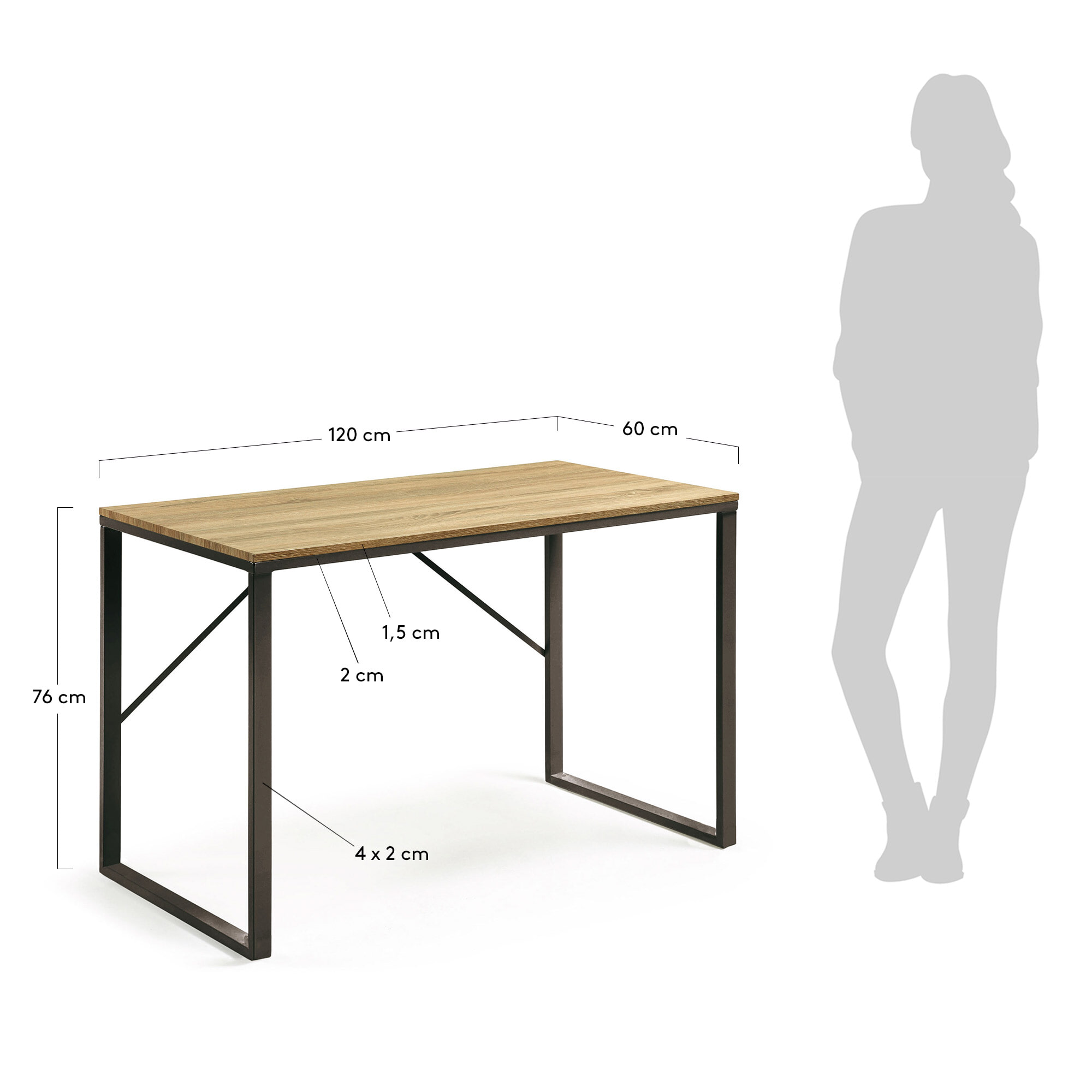 Kave Home Bureau 'Talbot' 120 x 60cm, kleur zwart