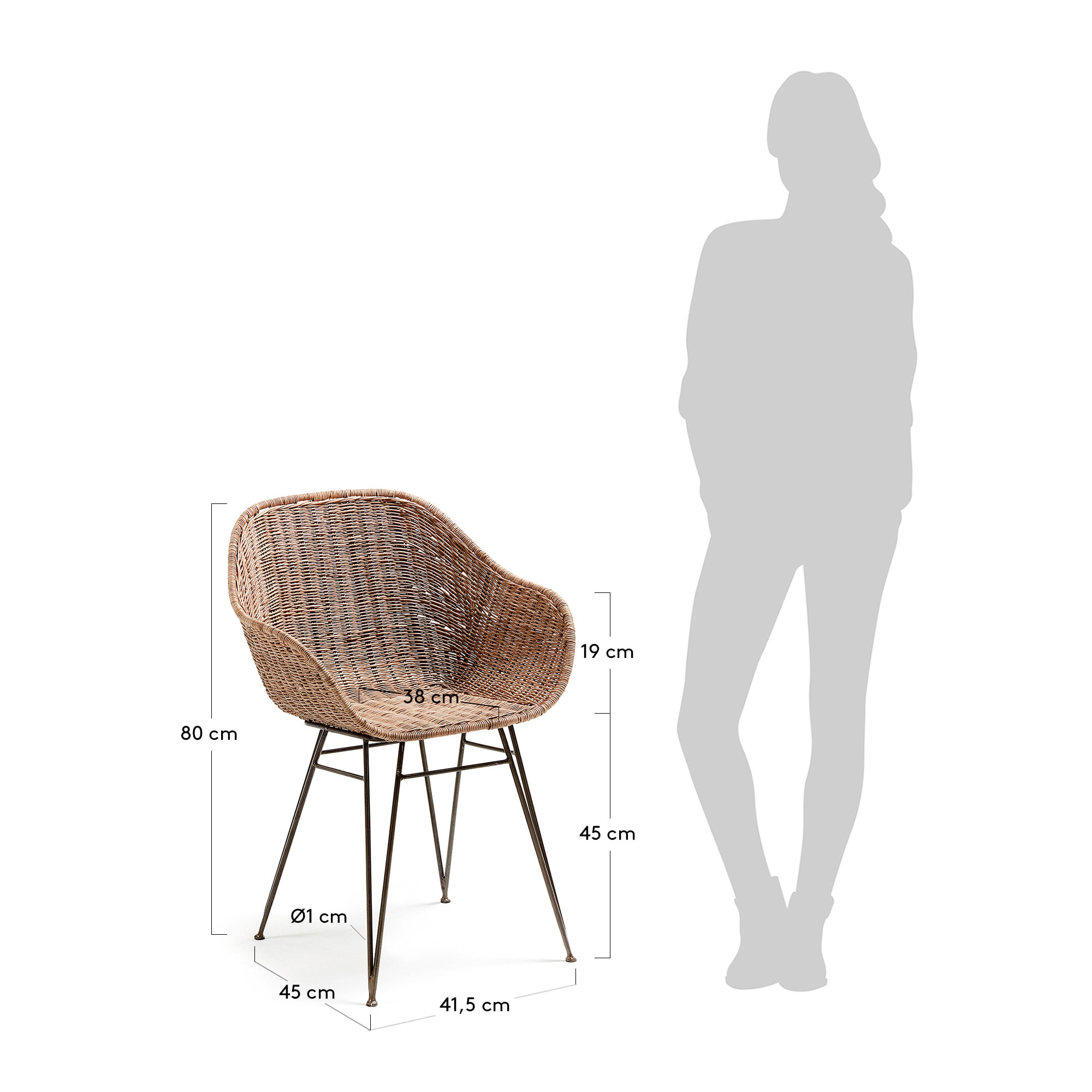 Kave Home Eetkamerstoel 'Chart' Rotan