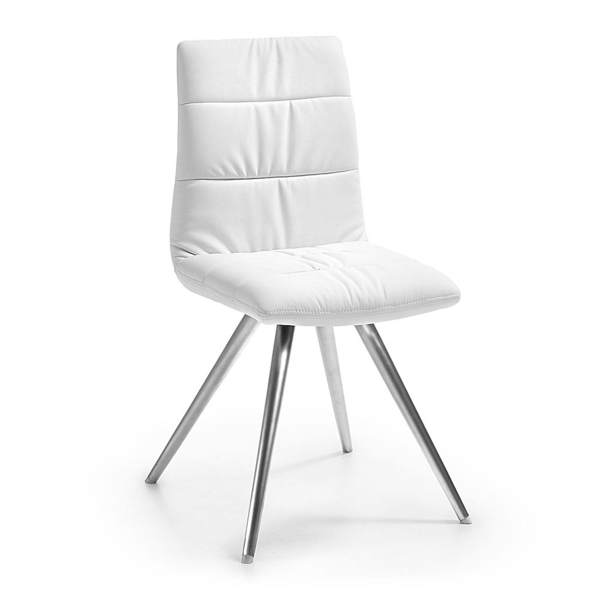 Kave Home Eetkamerstoel 'Larina2', RVS met PU-leder, kleur wit