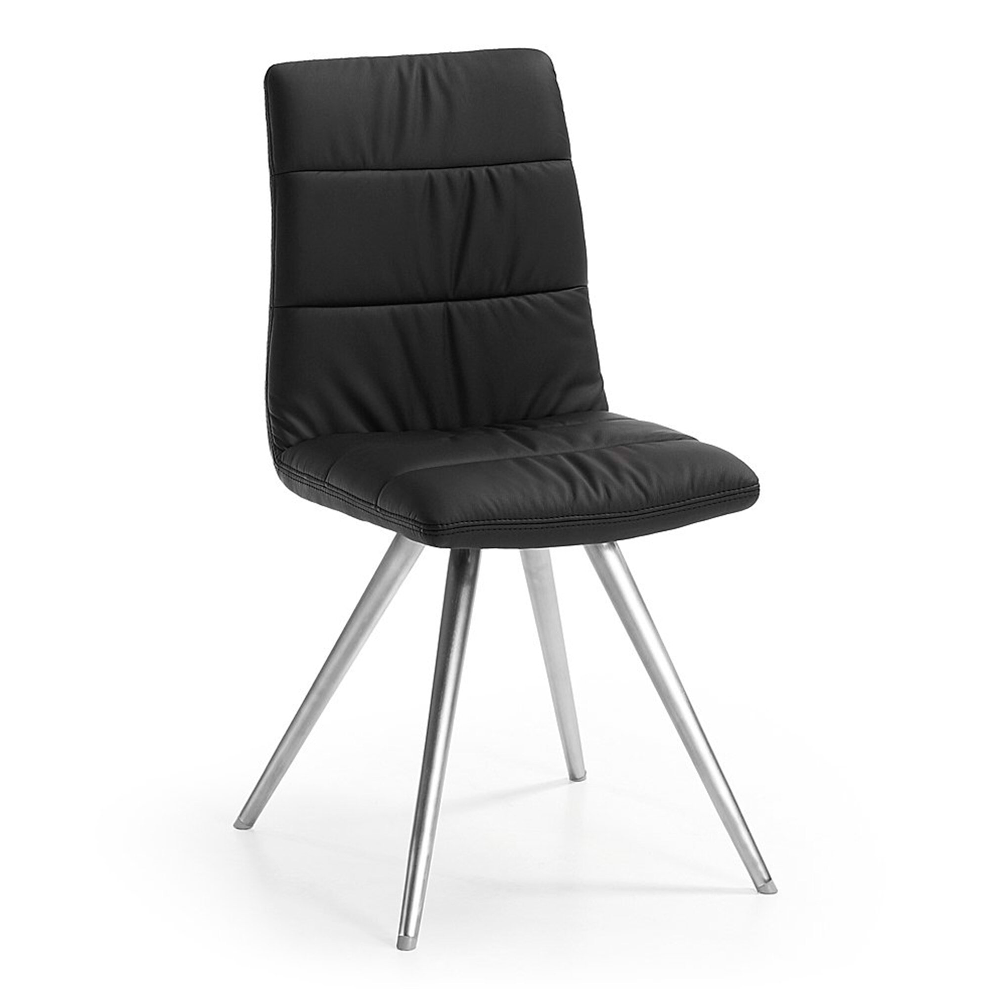 Kave Home Eetkamerstoel 'Larina2', RVS met PU-leder, kleur zwart