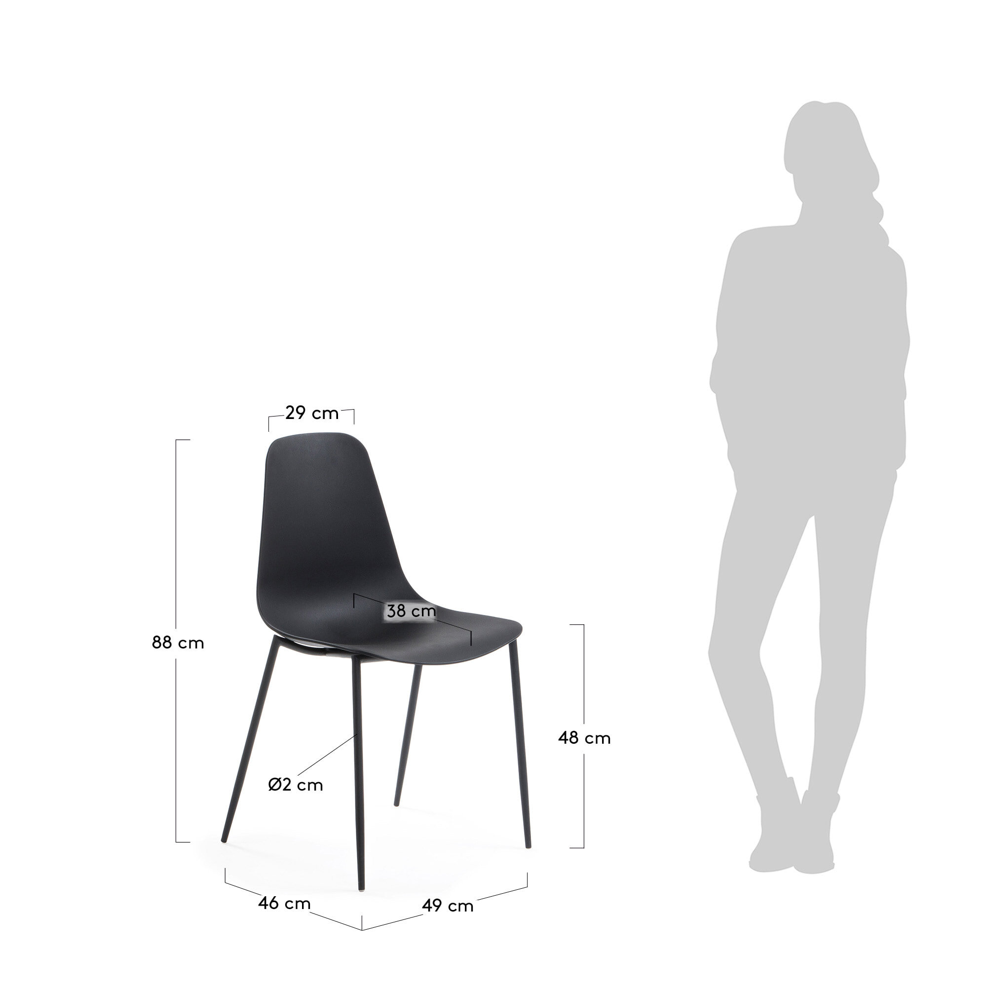 Kave Home Eetkamerstoel 'Whatts' kleur zwart