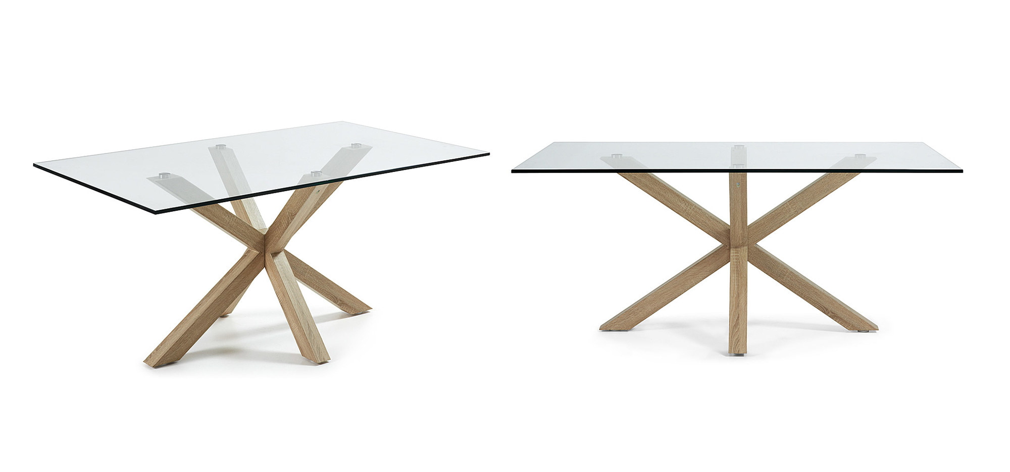 Kave Home Eettafel 'Argo' hout / glas, 180 x 100cm