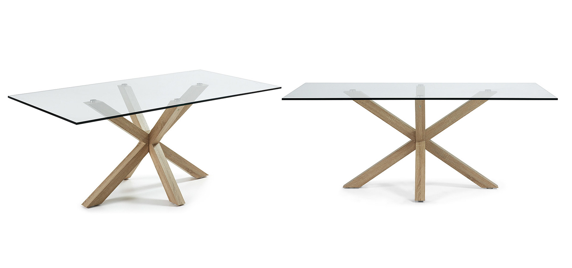 Kave Home Eettafel 'Argo' hout / glas, 200 x 100cm