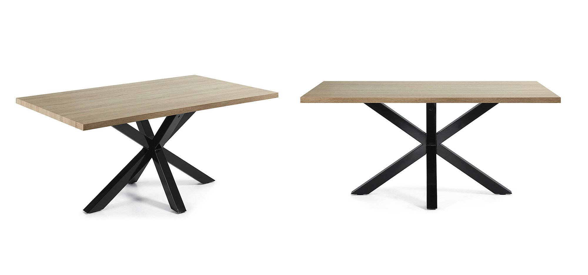 Kave Home Eettafel 'Argo' Zwart/Eiken, 180 x 100cm