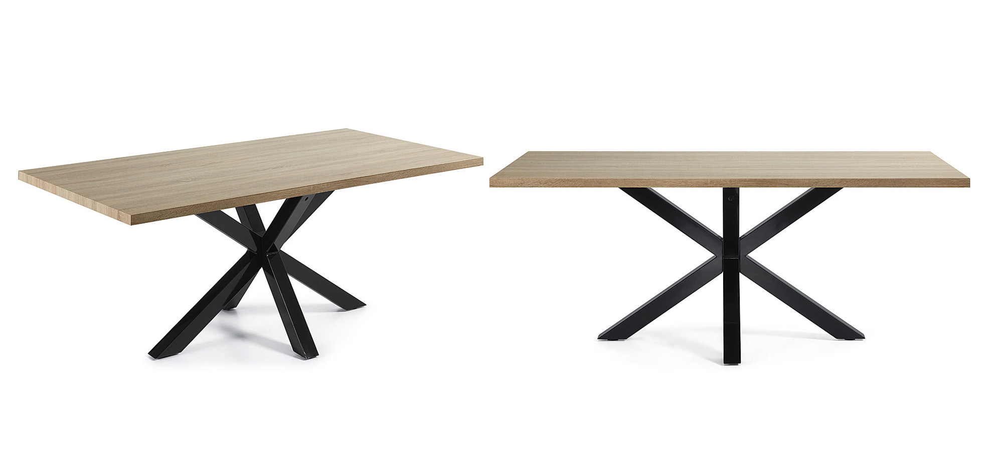 Kave Home Eettafel 'Argo' Zwart/Eiken, 200 x 100cm