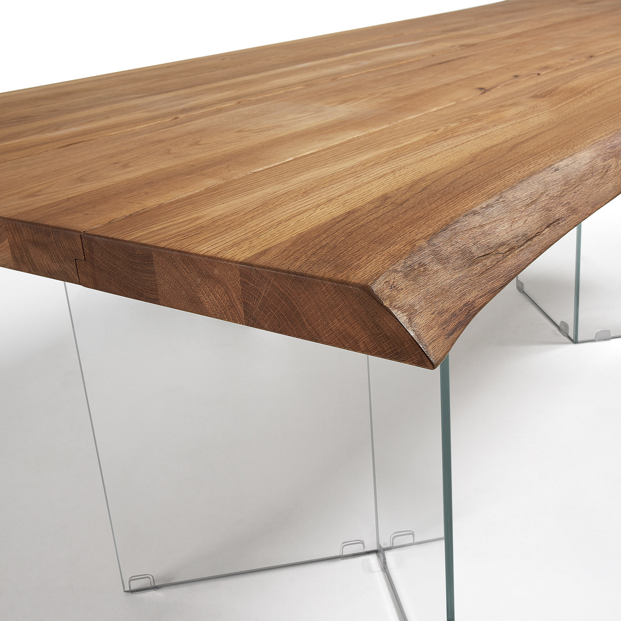 Kave Home Eettafel 'Lotty' Eiken en Glas, 220 x 100cm