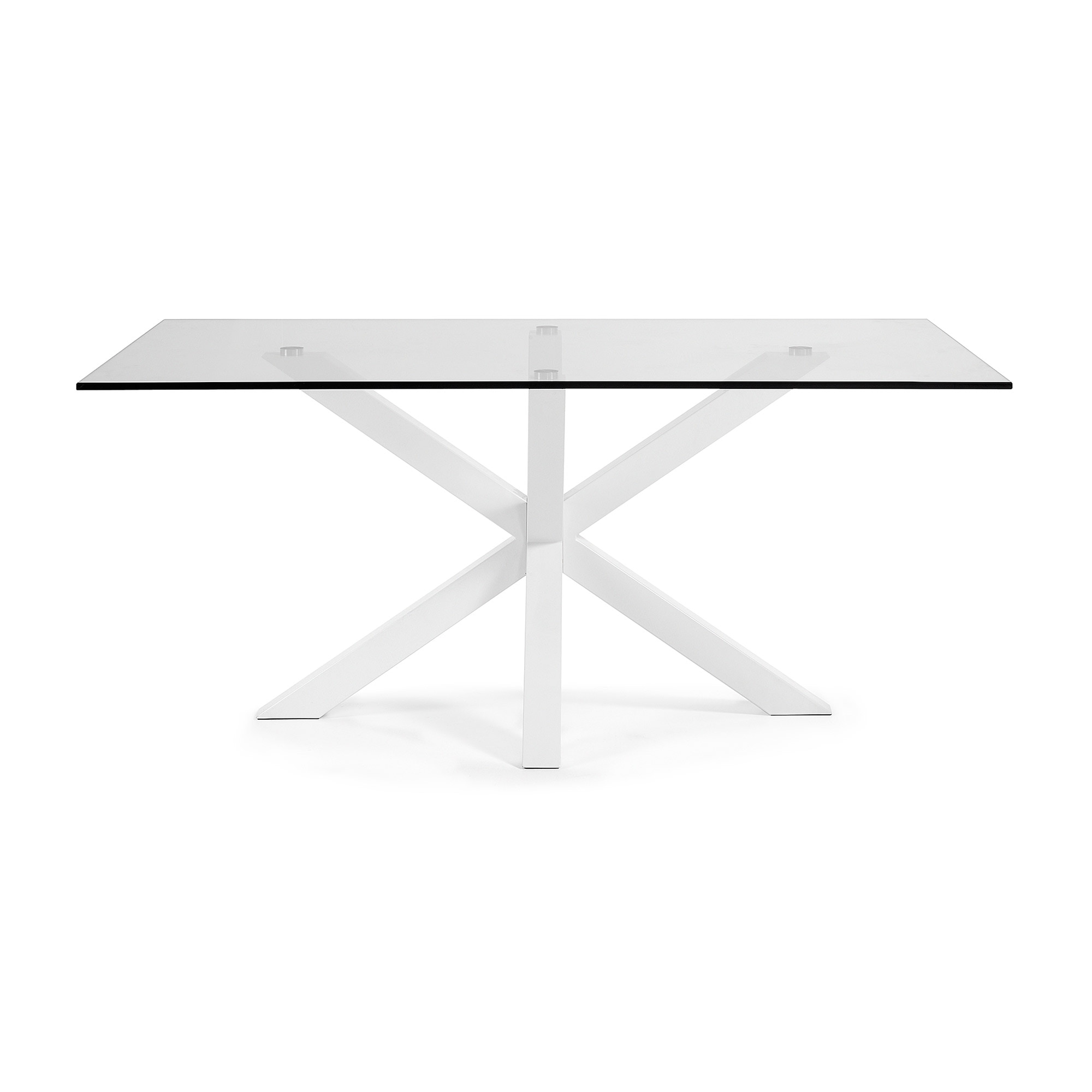 Kave Home glazen eettafel 'Argo' met wit onderstel, 160 x 90cm