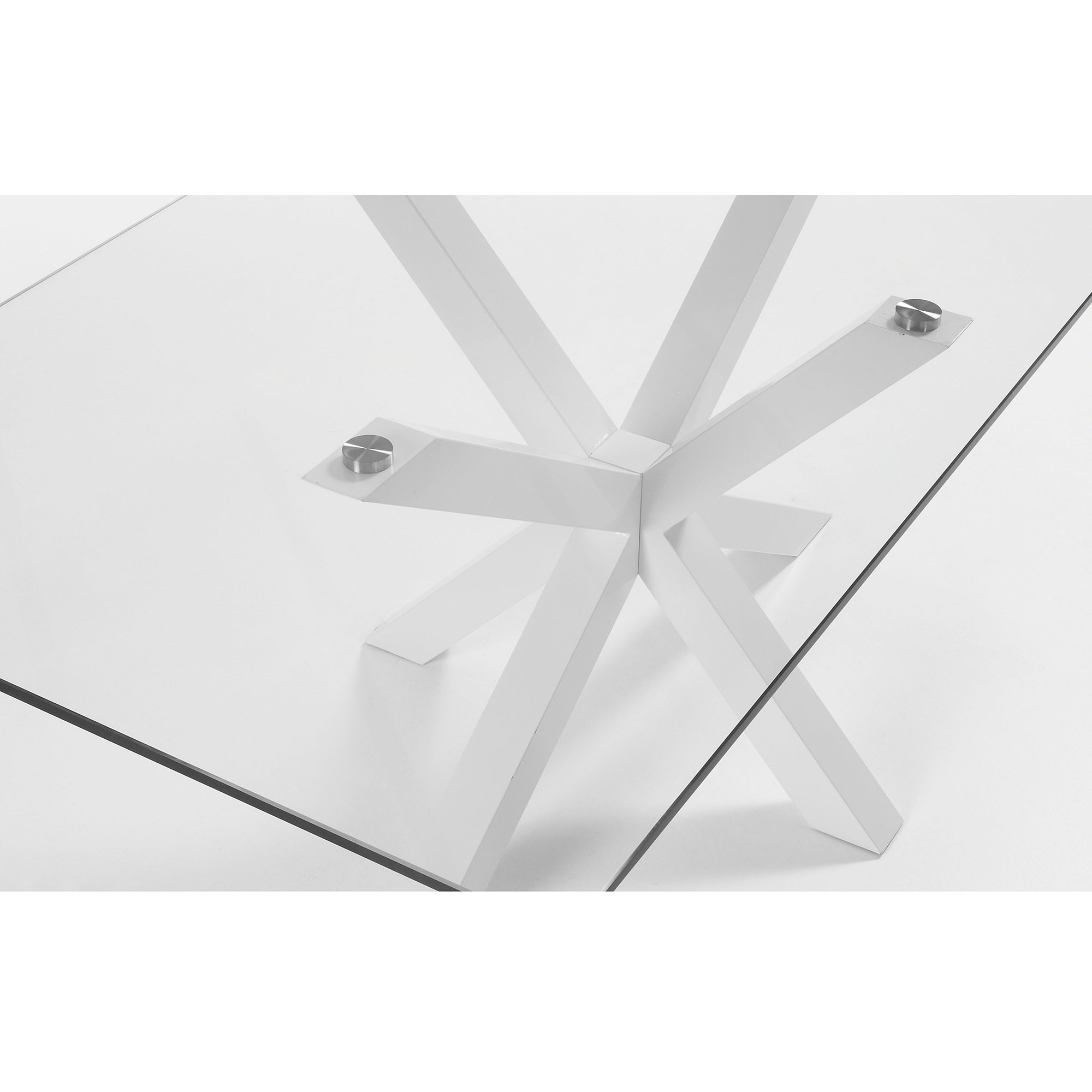 Kave Home glazen eettafel 'Argo' met wit onderstel, 160 x 90cm