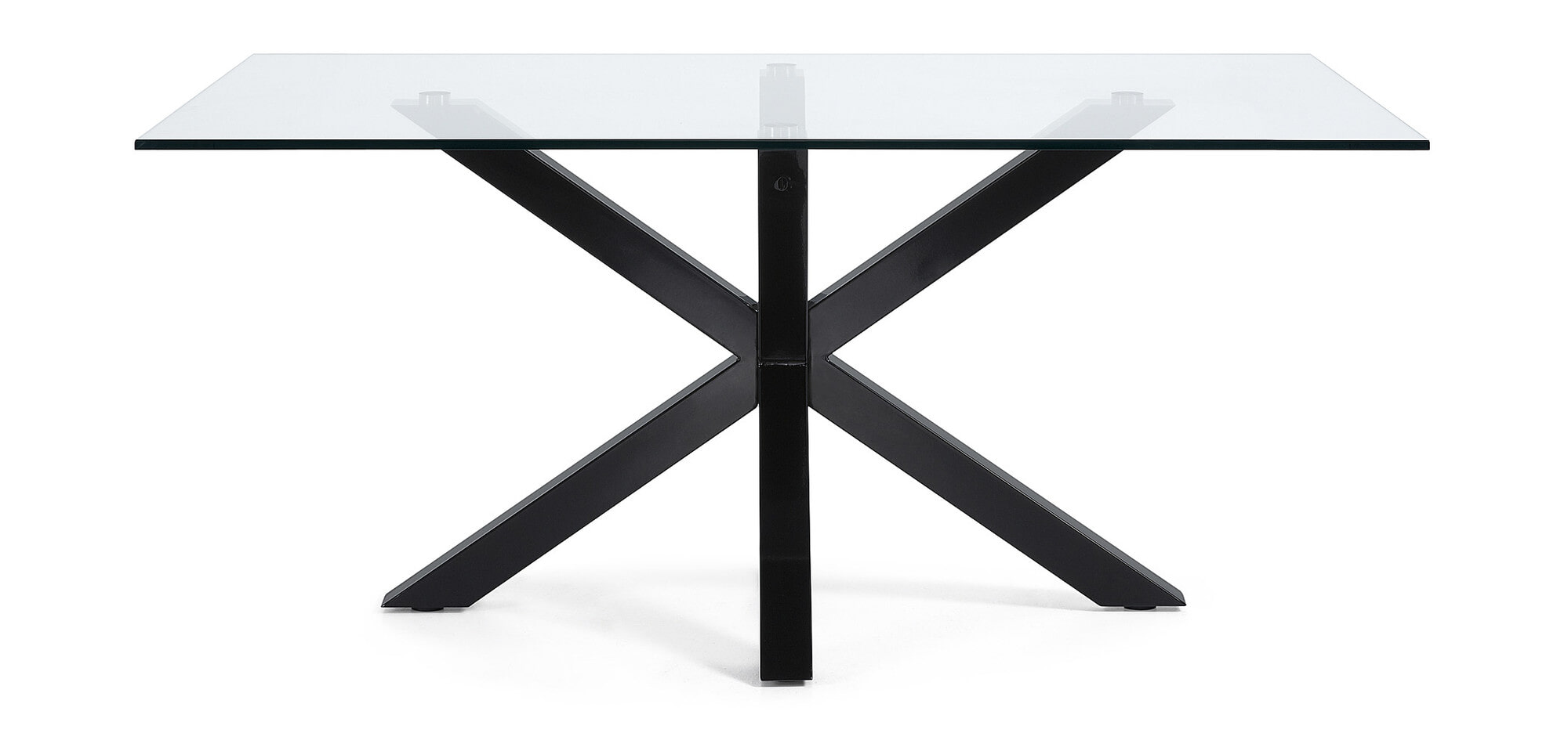 Kave Home Glazen eettafel 'Argo' met zwart onderstel, 160 x 90cm