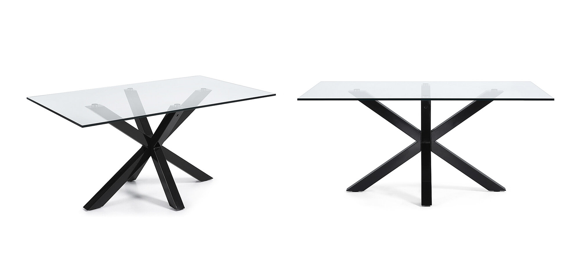Kave Home Glazen eettafel 'Argo' met zwart onderstel, 160 x 90cm