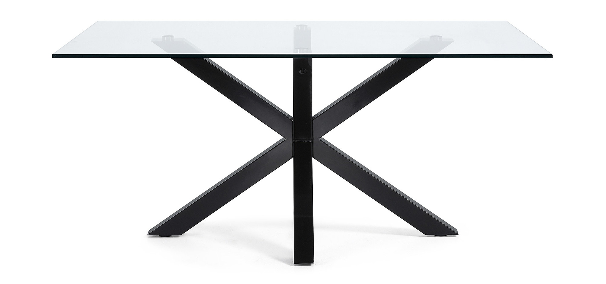 Kave Home Glazen eettafel 'Argo' met zwart onderstel, 180 x 100cm