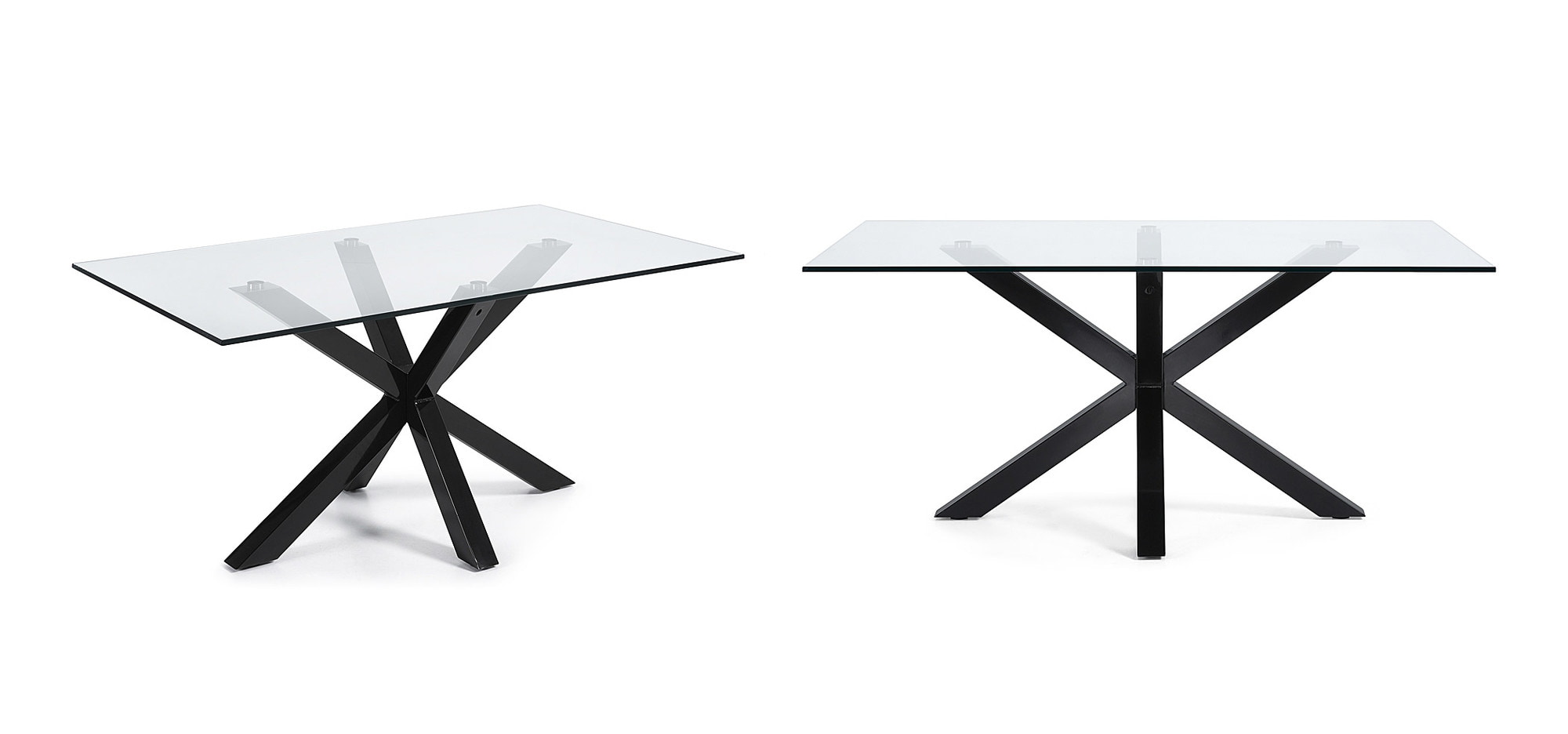 Kave Home Glazen eettafel 'Argo' met zwart onderstel, 180 x 100cm