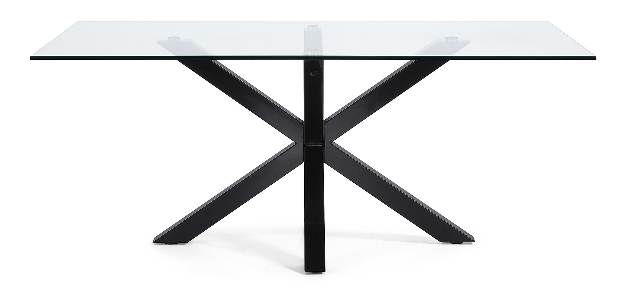 Kave Home Glazen eettafel 'Argo' met zwart onderstel, 200 x 100cm
