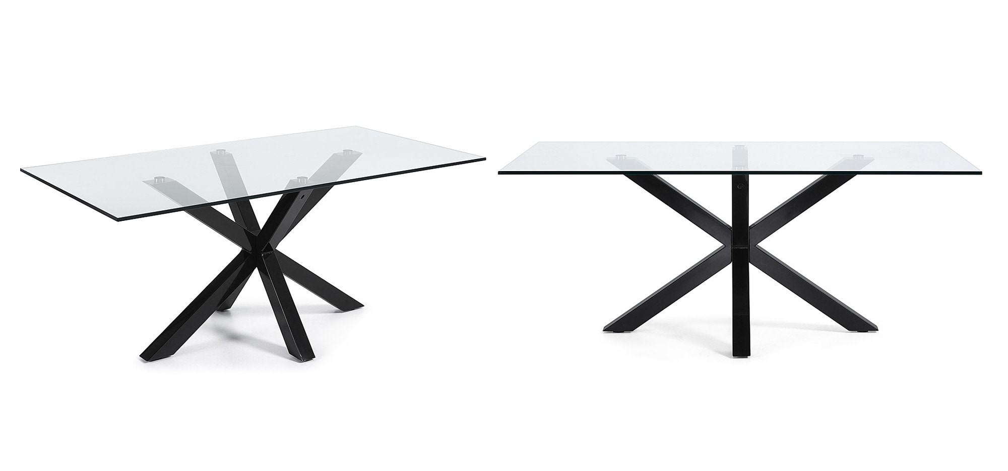 Kave Home Glazen eettafel 'Argo' met zwart onderstel, 200 x 100cm