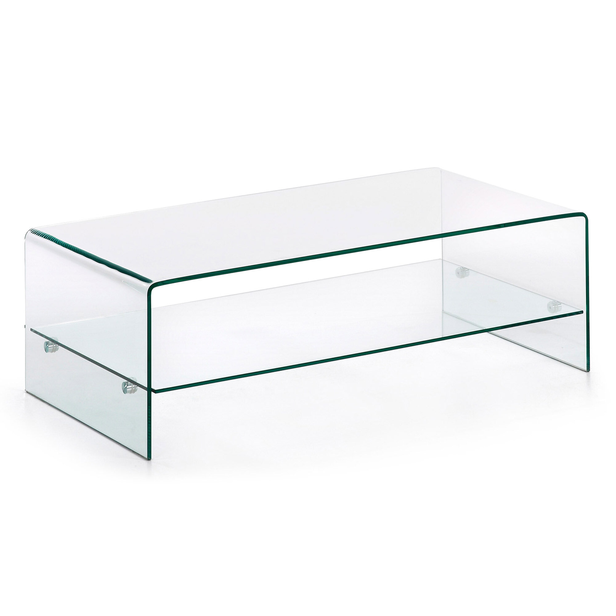 Kave Home Glazen Salontafel 'Burano' met onderplank, 110 x 55 cm