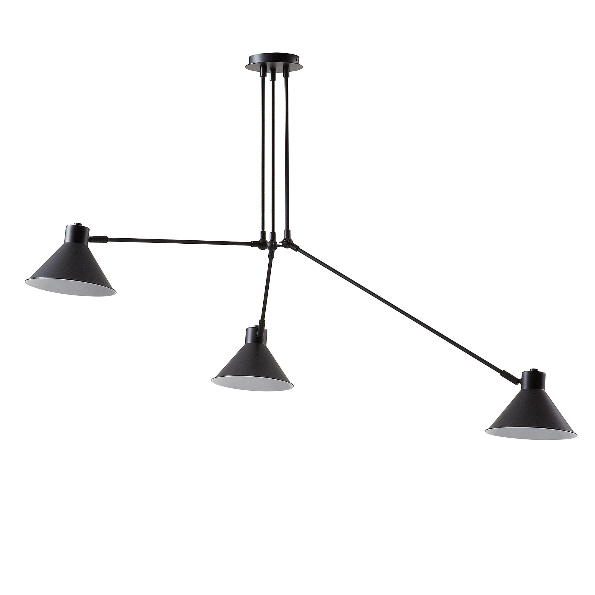 Kave Home Hanglamp 'Dione' 3-lamps, kleur zwart