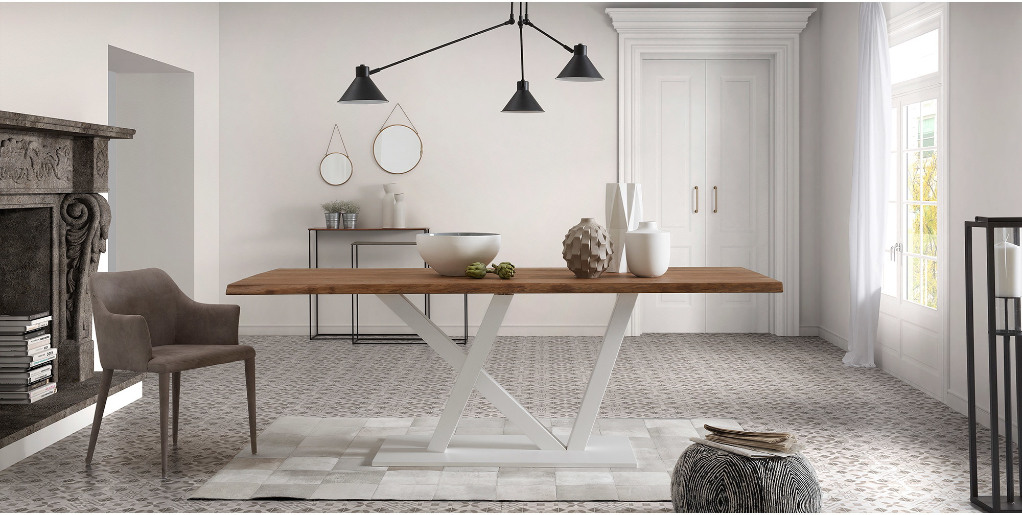Kave Home Hanglamp 'Dione' 3-lamps, kleur zwart