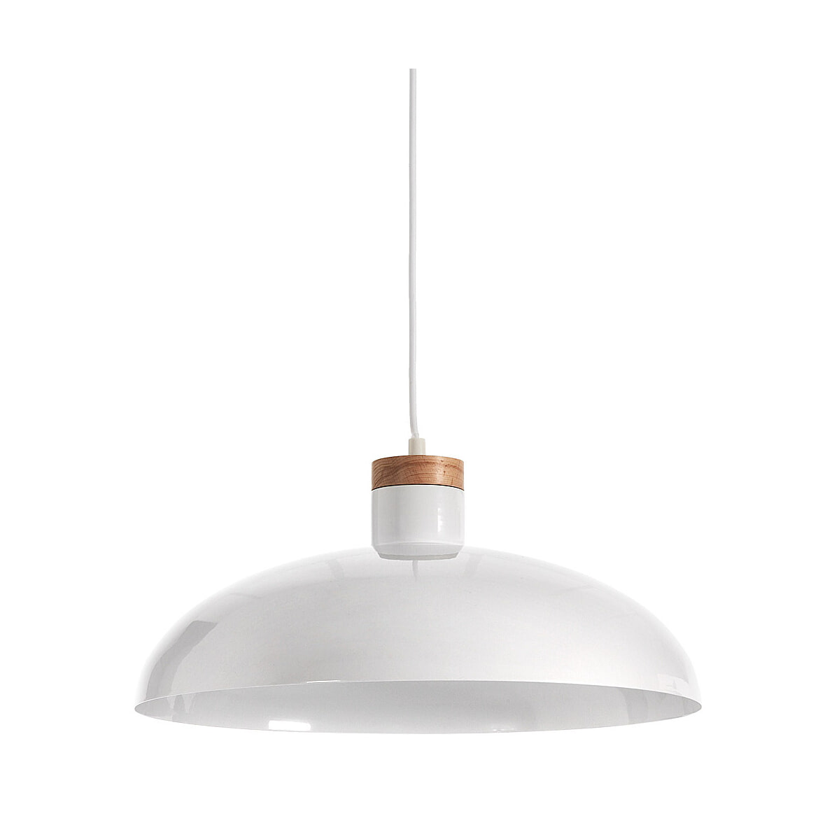 Kave Home Hanglamp 'Gotram' Metaal en Beukenhout, kleur Wit