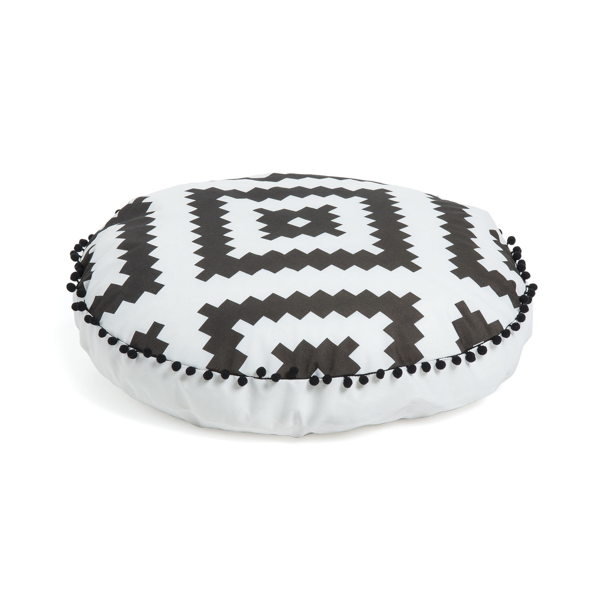Kave Home Poef 'Ethnie' 60cm, kleur Wit/zwart