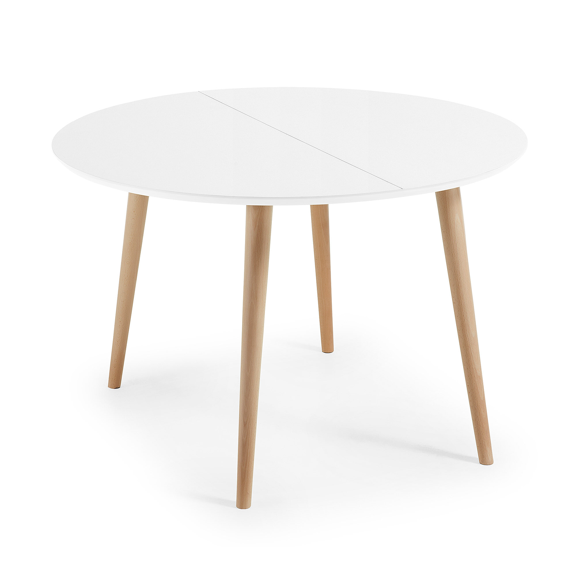 Kave Home Uitschuifbare Ronde Eettafel 'Oqui', 120 - 200 x 120cm, kleur Wit