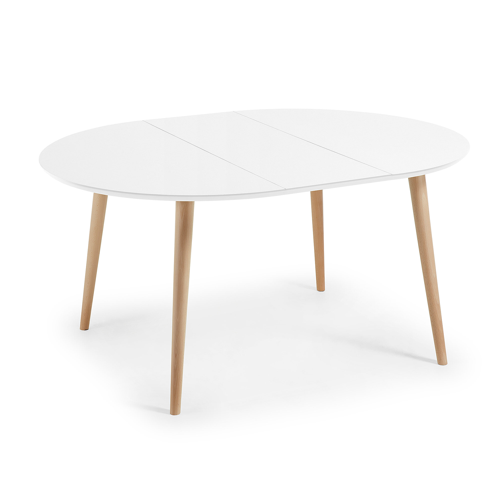 Kave Home Uitschuifbare Ronde Eettafel 'Oqui', 120 - 200 x 120cm, kleur Wit