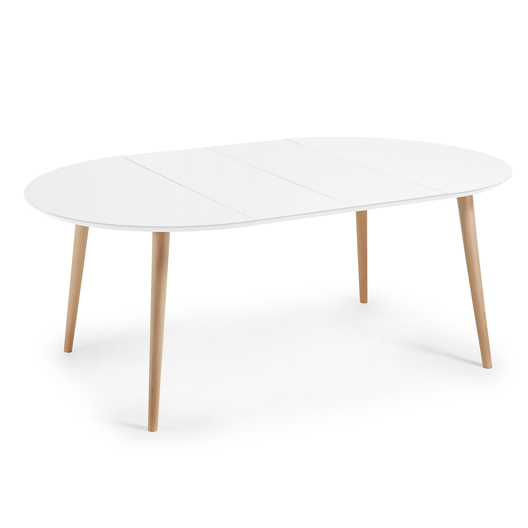 Kave Home Uitschuifbare Ronde Eettafel 'Oqui', 120 - 200 x 120cm, kleur Wit
