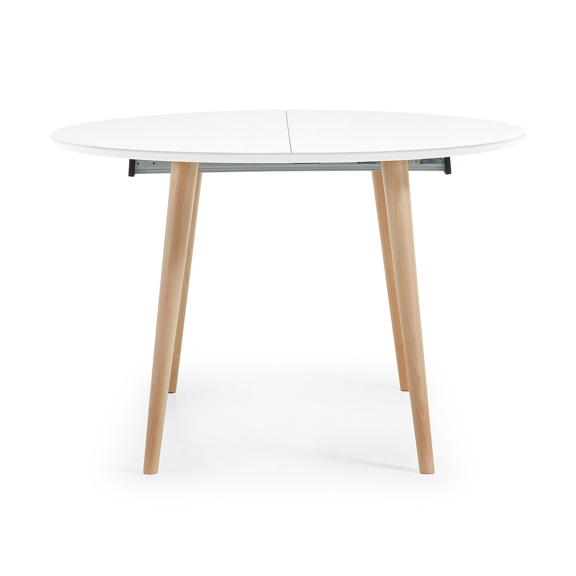 Kave Home Uitschuifbare Ronde Eettafel 'Oqui', 120 - 200 x 120cm, kleur Wit