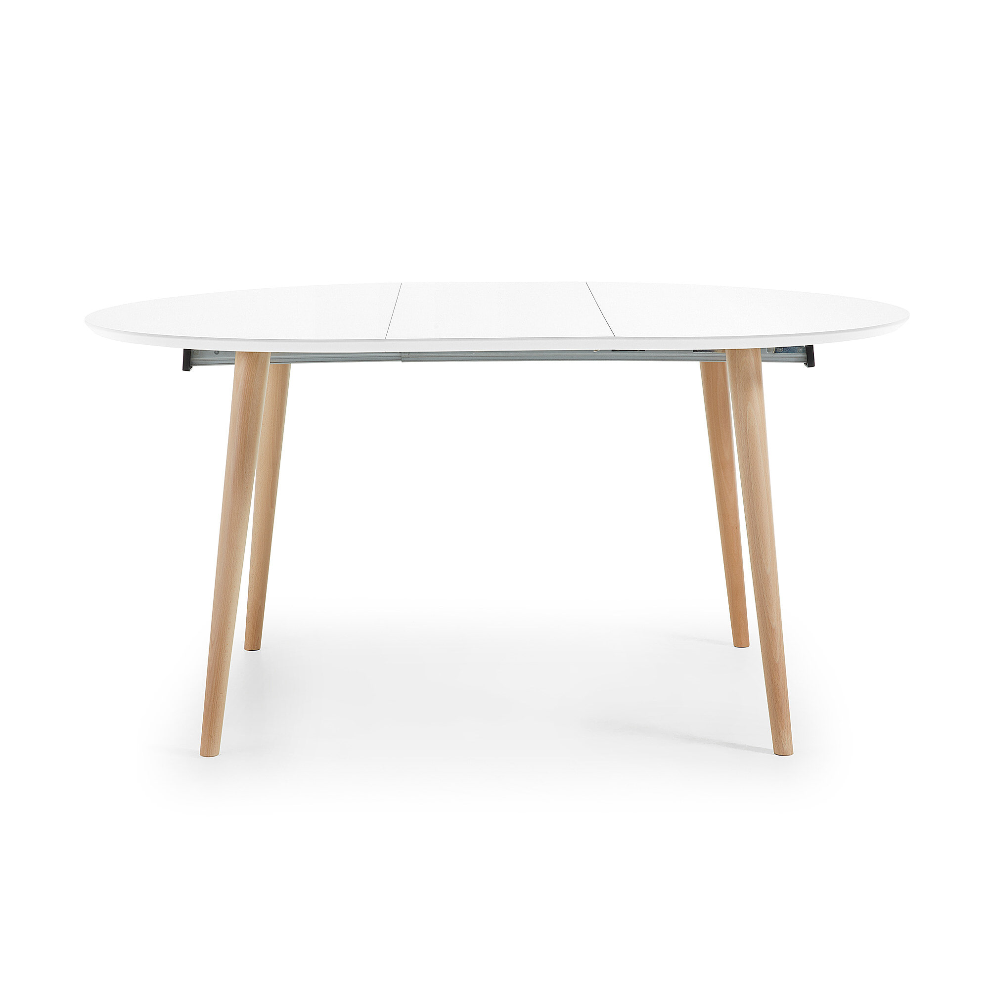 Kave Home Uitschuifbare Ronde Eettafel 'Oqui', 120 - 200 x 120cm, kleur Wit